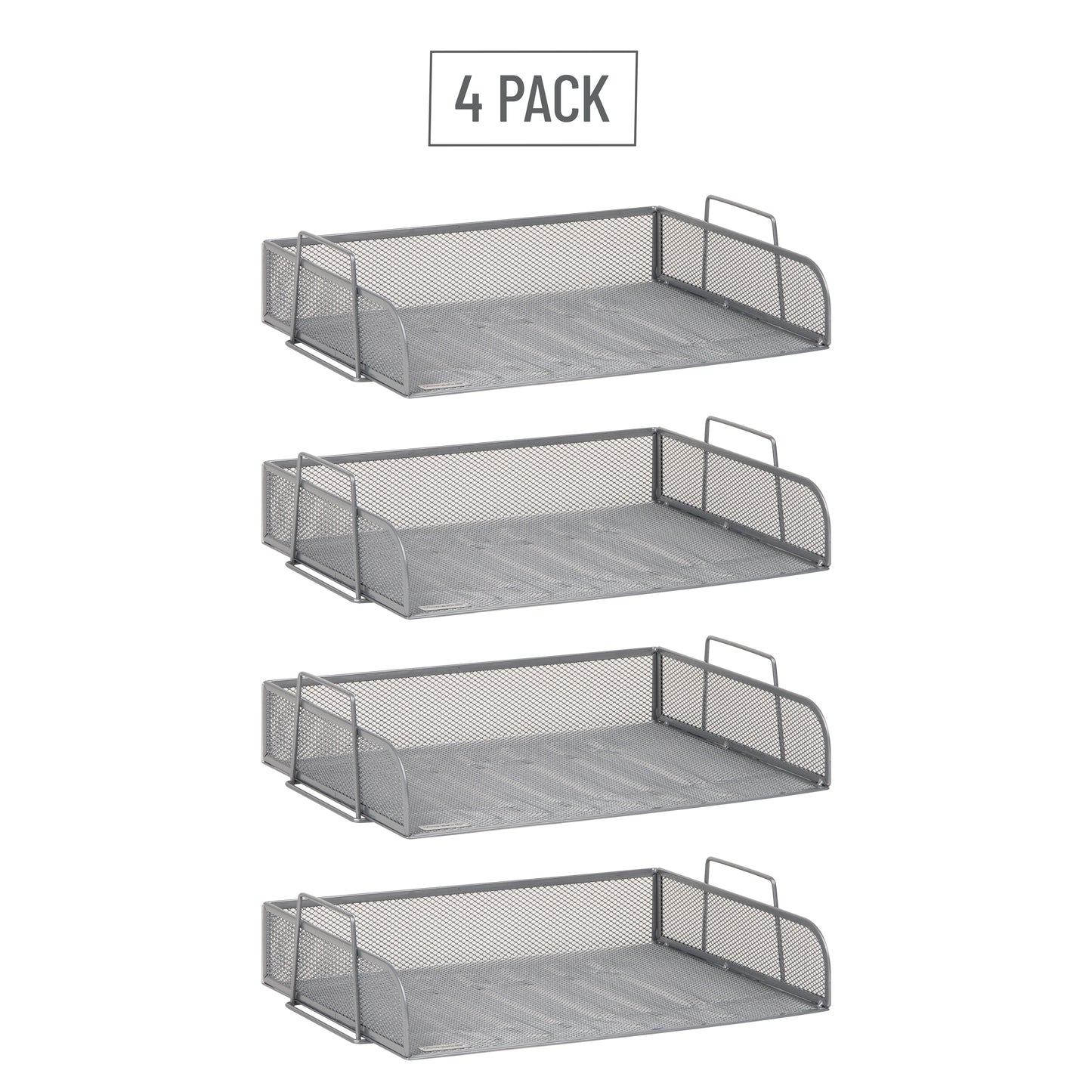 Mind Reader Stackable Paper Tray, Desktop Organizer, File Storage, Office, Metal Mesh, 13.25"L x 9.75"W x 11.25"H, 4 Pcs.