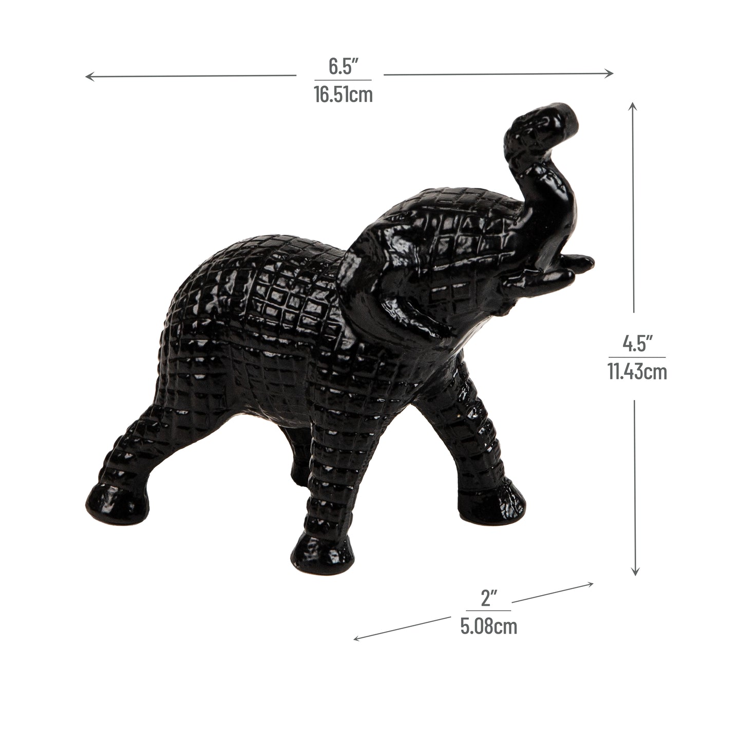 Mind Reader Lucky Wealth Elephant Figurine, Symbol of Fortune, Wealth, and Happiness, Decorative Sculpture, Cast Aluminum, Black