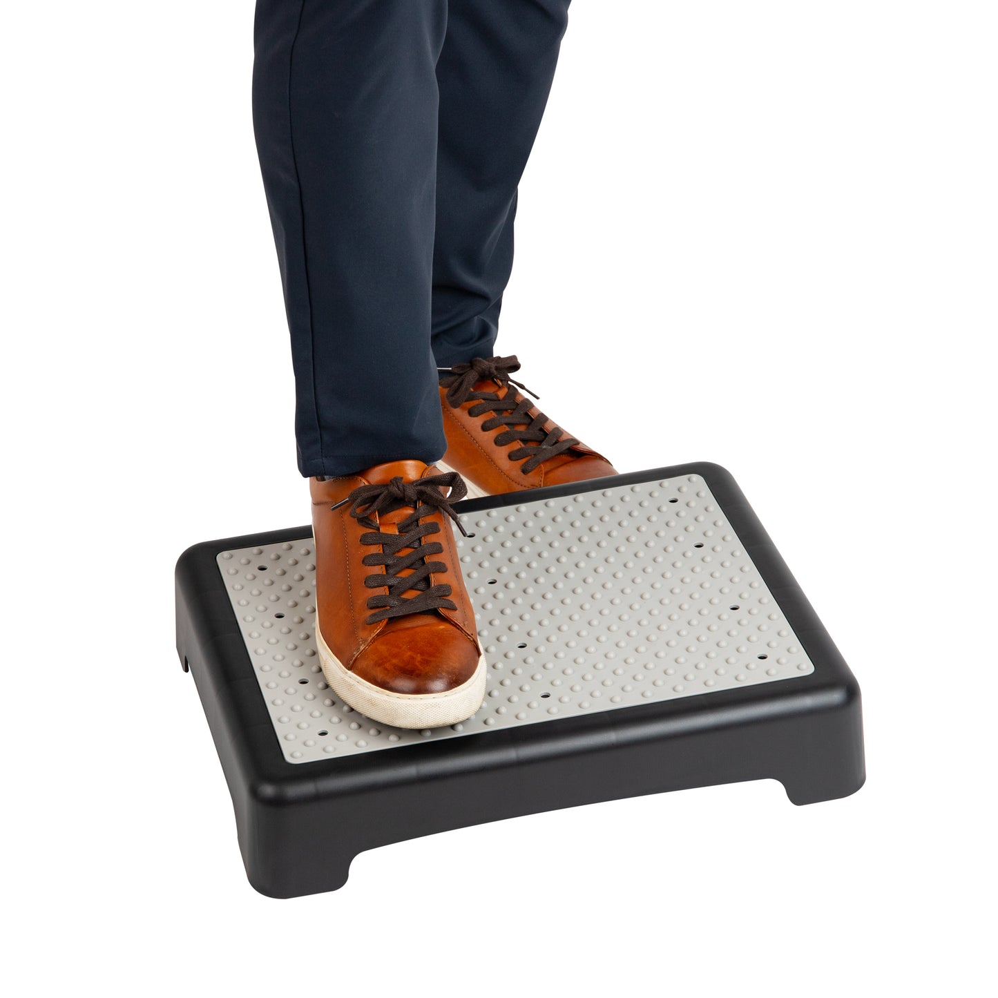 Mind Reader Platform Booster Step, Step Stool for Seniors, Indoor Outdoor, Riser, 17"L x 13"W x 3.5"H, Black and White