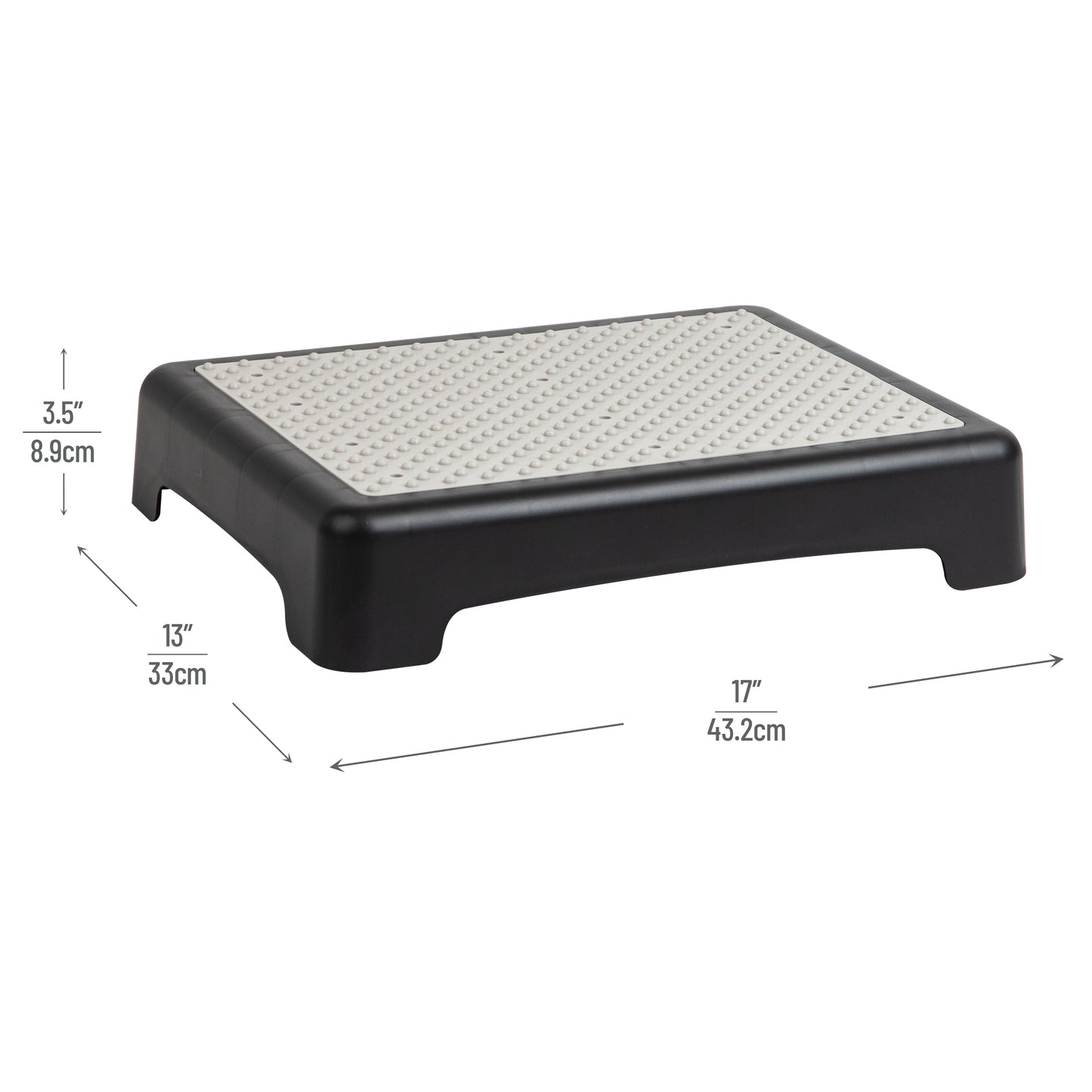 Mind Reader Platform Booster Step, Step Stool for Seniors, Indoor Outdoor, Riser, 17"L x 13"W x 3.5"H, Black and White