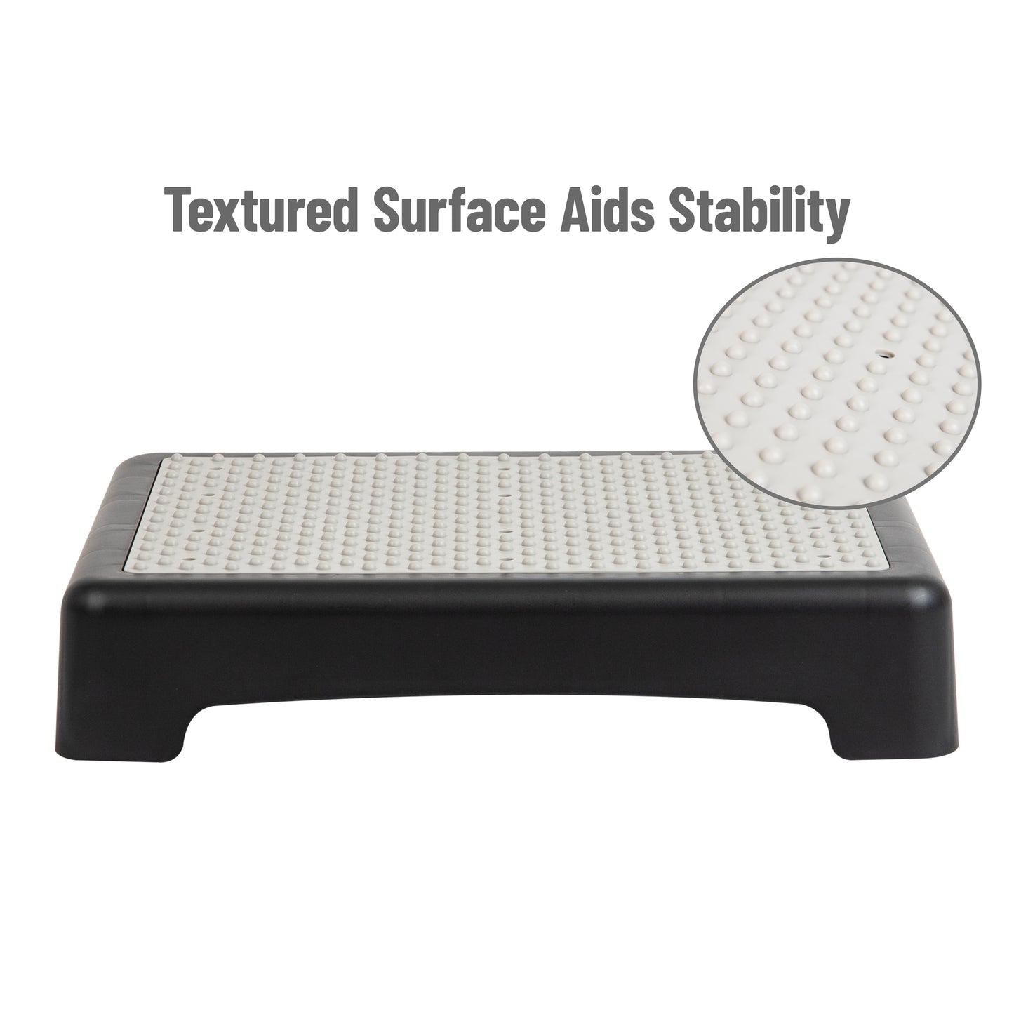 Mind Reader Platform Booster Step, Step Stool for Seniors, Indoor Outdoor, Riser, 17"L x 13"W x 3.5"H, Black and White