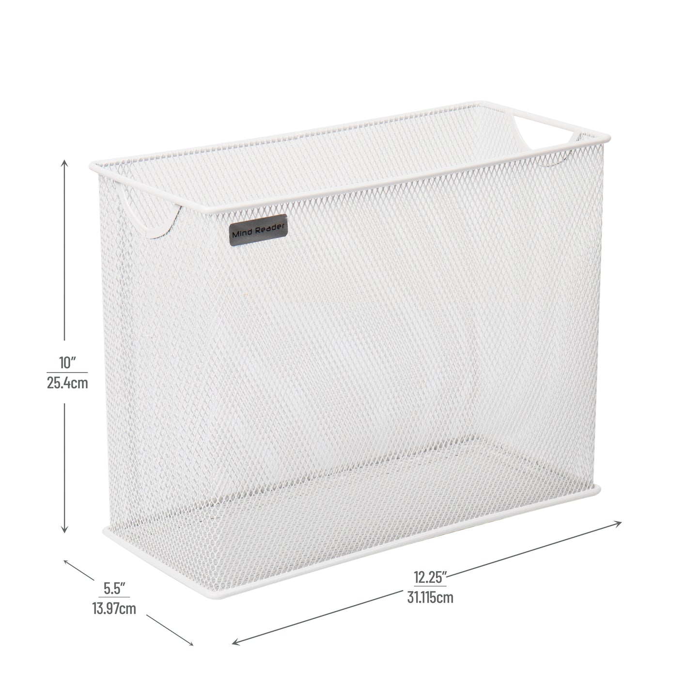 Mind Reader Vertical File Storage, Desktop Organizer, Hanging Files, Office, Metal Mesh, 12.25"L x 5.5"W x 10"H