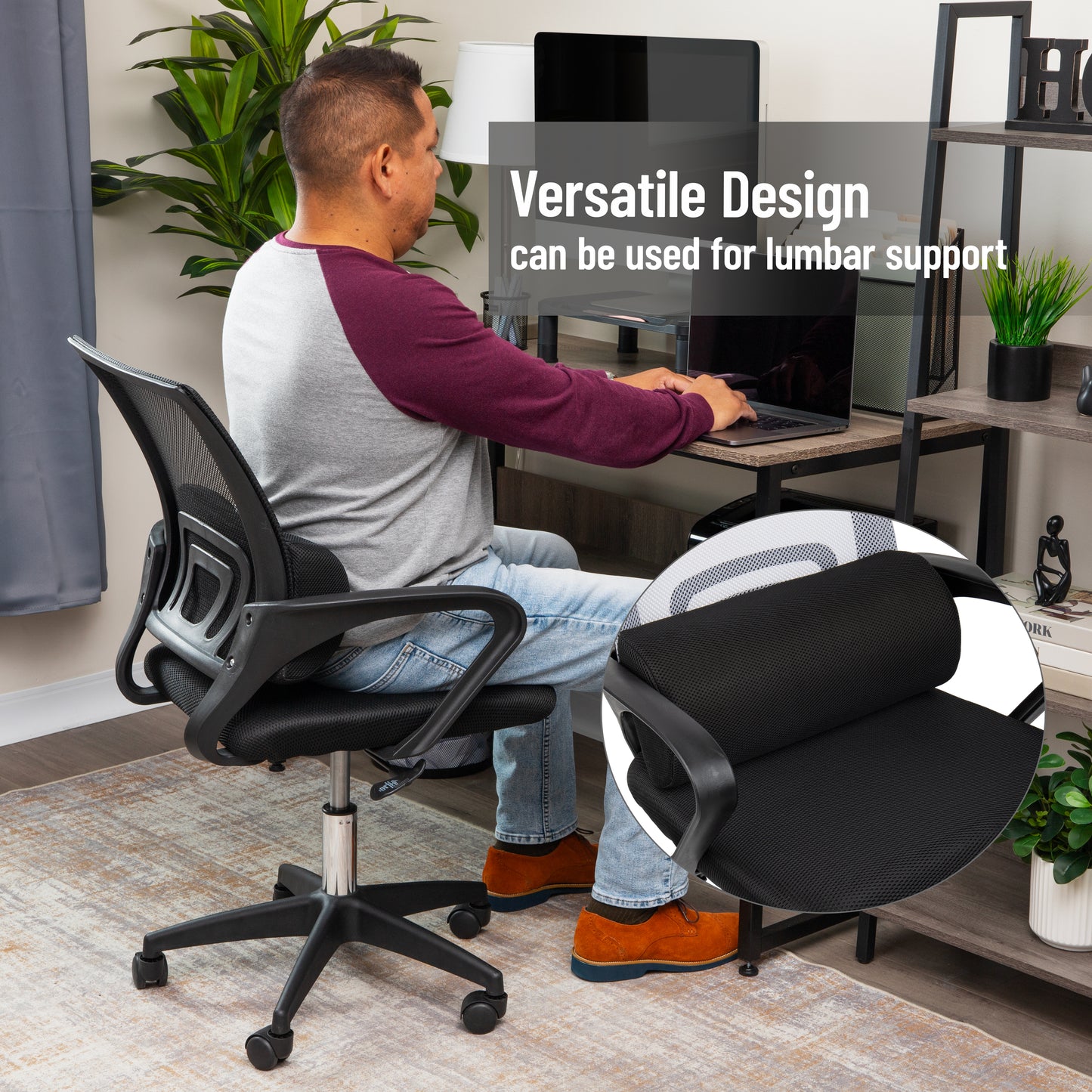 Mind Reader Foot Rest, Under Desk at Work, Ergonomic, Height Adjustable, Office, Foam, 7.5"L x 16.75"W x 3.75"H, Black