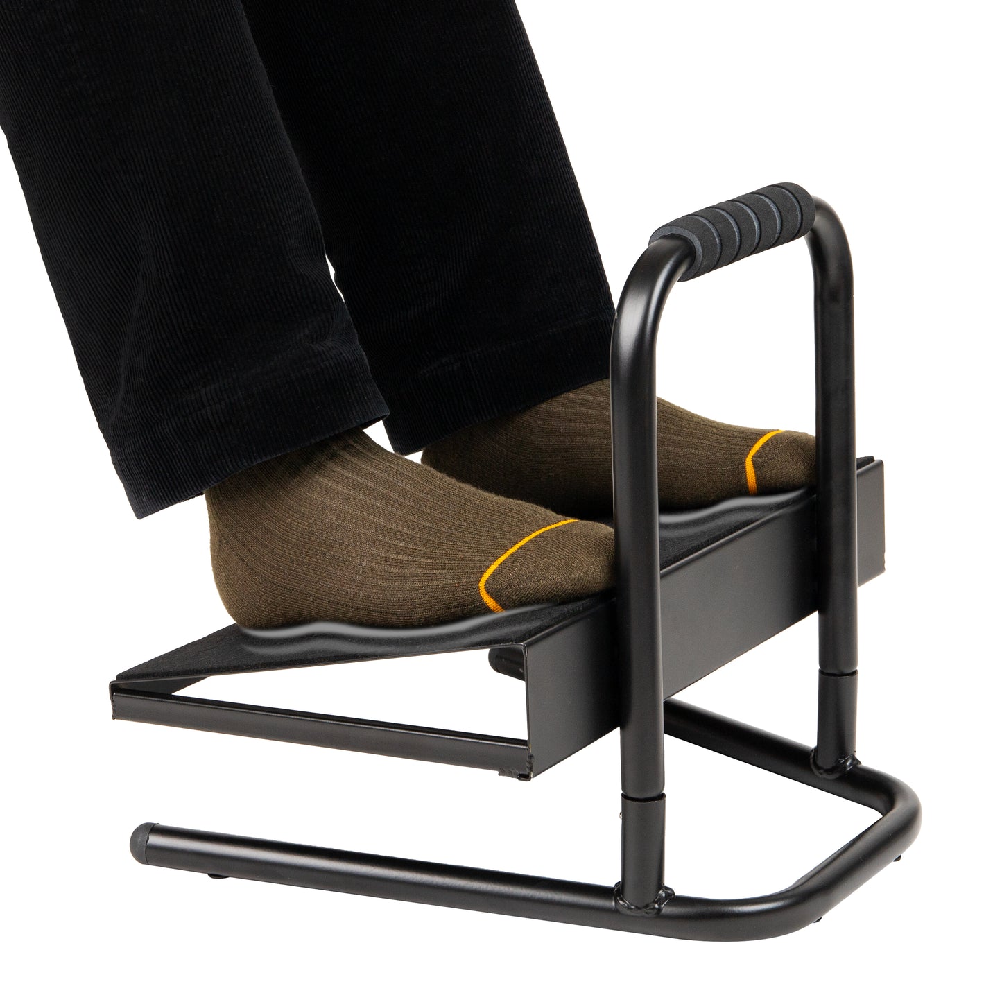 Mind Reader Foot Rest, Under Desk at Work, Ergonomic, Height Adjustable, Office, Metal, 15"L x 14.25"W x 14.5"H, Black