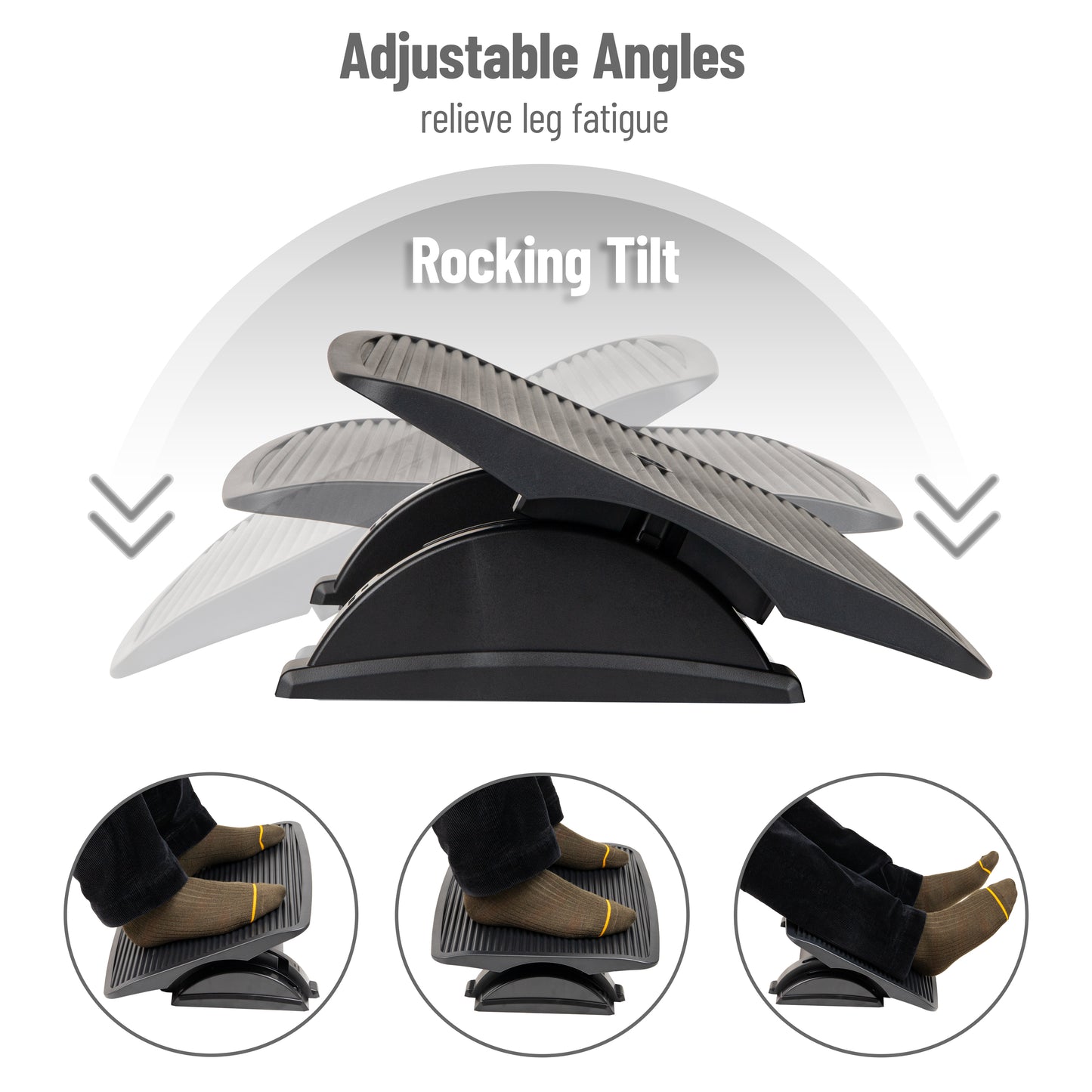 Mind Reader Foot Rest, Under Desk at Work, Ergonomic, Height Adjustable, Office, Plastic, 17.5"L x 13.5"W x 3.5"H, Black