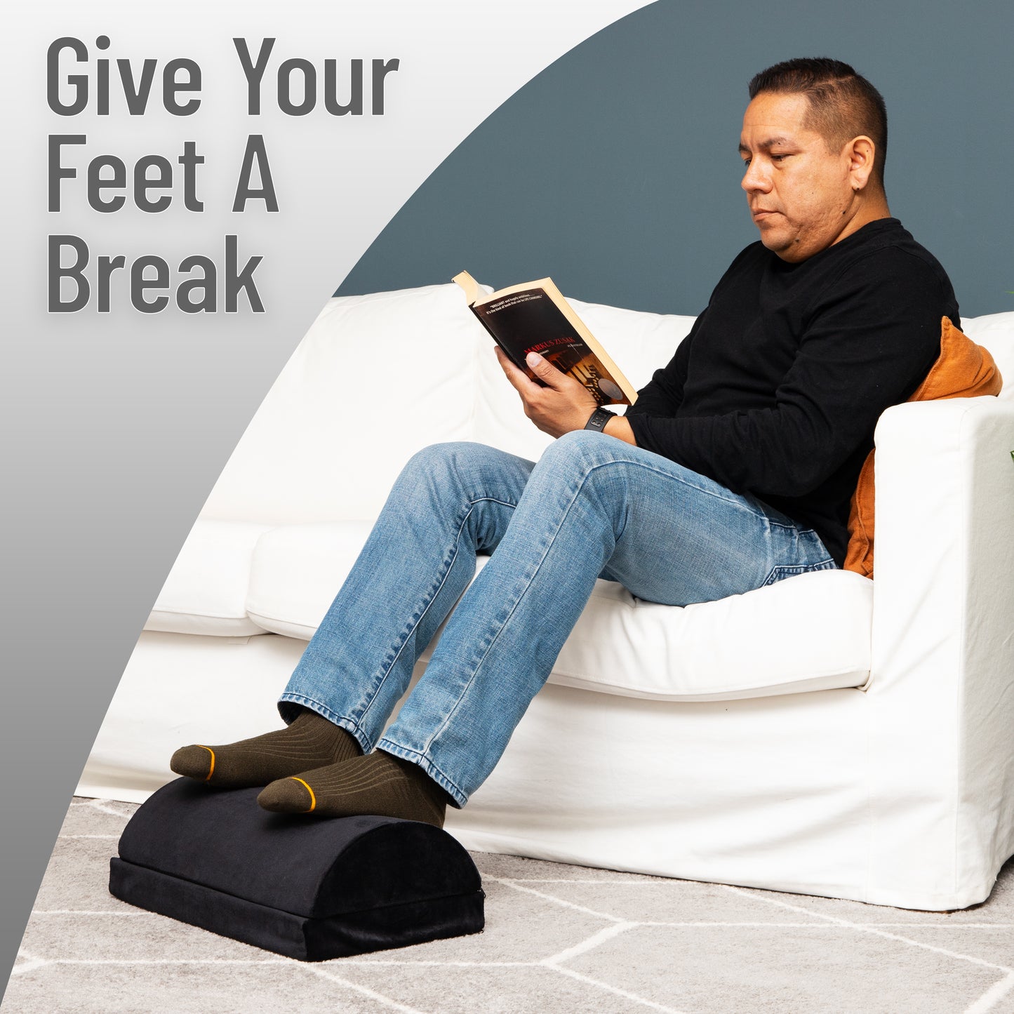 Mind Reader Air-Cloud Memory Foam Under Desk Footrest, Ergonomic Support for Back, Hip, Legs, Knees & Feet, Adjustable Height, Memory Foam, Black