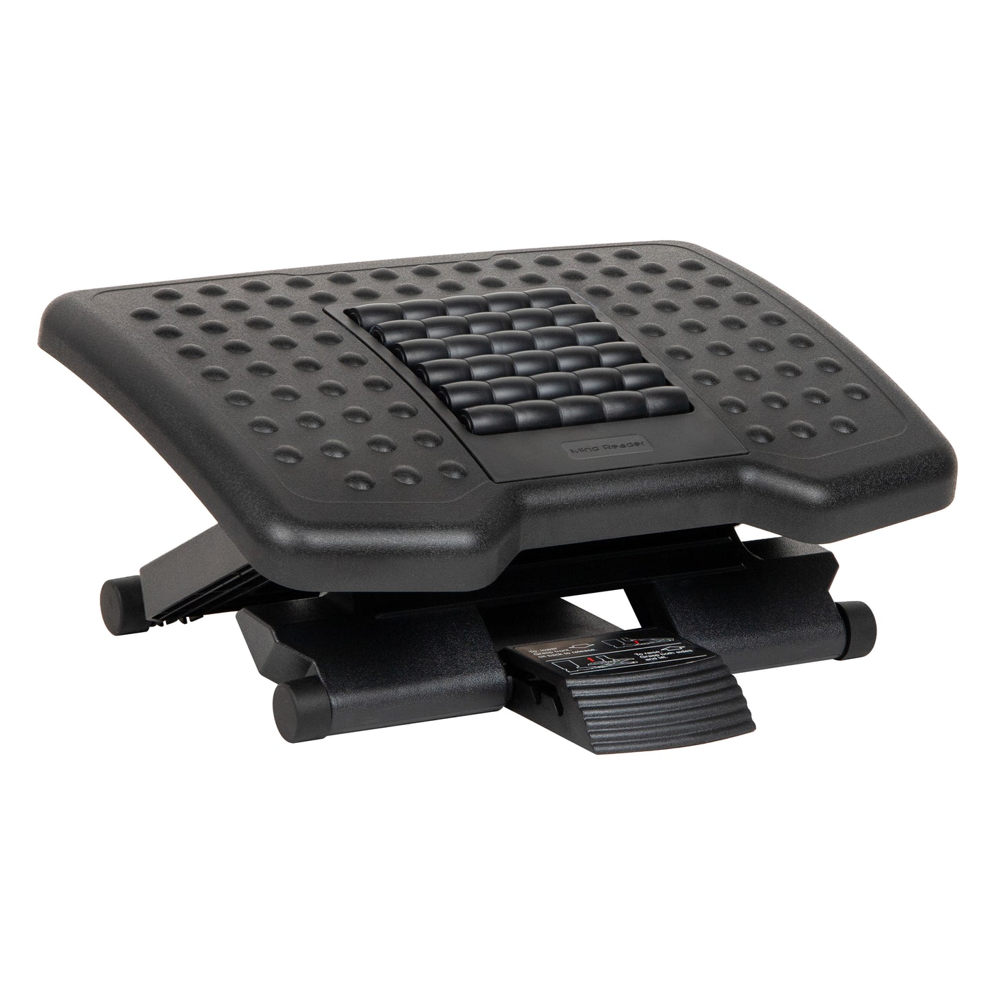 Mind Reader Foot Rest, Under Desk at Work, Ergonomic, Height Adjustable, Office, Plastic, 18"L x 13"W x 6.75"H, Black