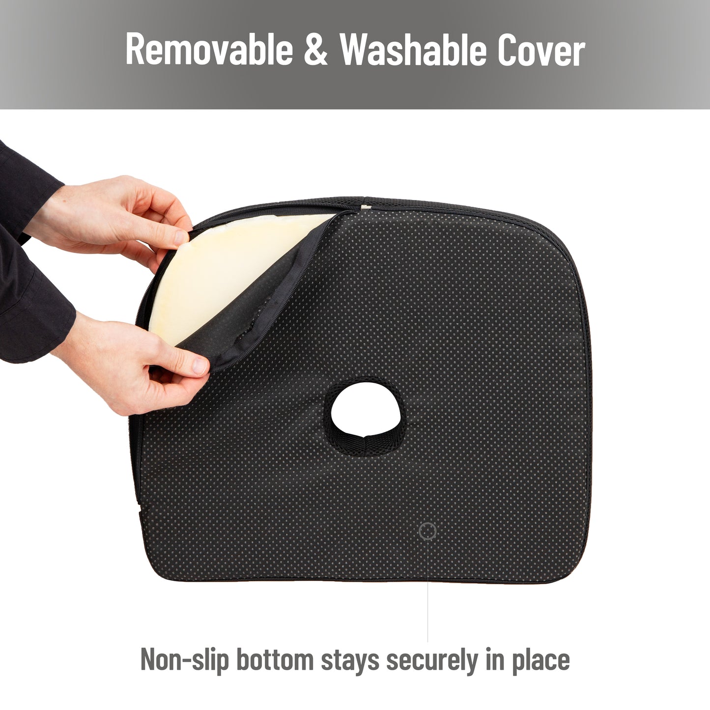 Mind Reader Memory Foam and Gel Seat Cushion with Tailbone Cutout, Ergonomic Pressure Relief for Office, Car, and More, Relieves Hip, Tailbone, Coccyx & Sciatica Pain, 17.5"L x 14.5"W x 3.25"H, Blue, Gray