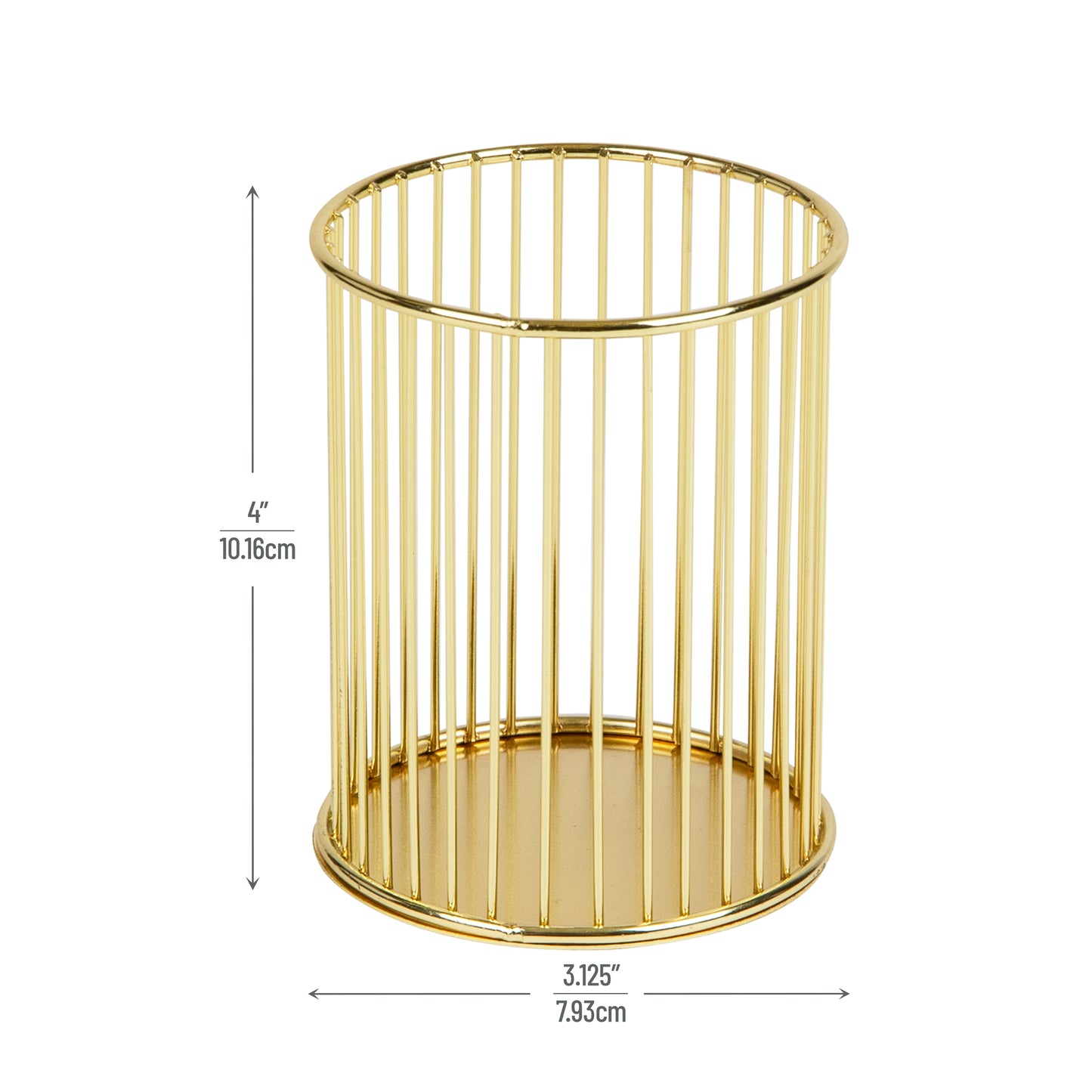 Mind Reader Pen and Accessories Holder, Desktop Organizer, Office, Metal , 3"L x 3"W x 4"H, Set of 3, Gold