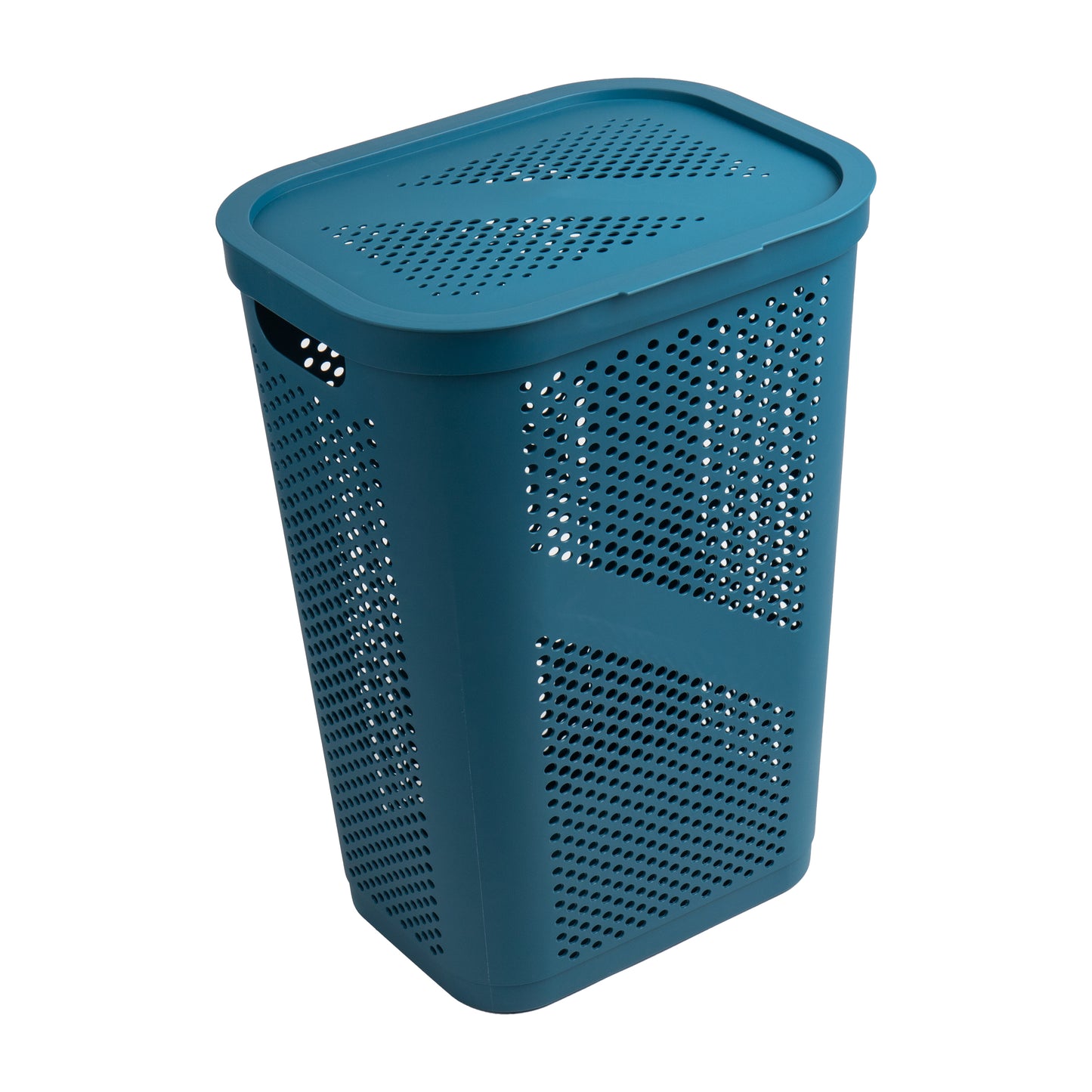 Mind Reader 60L Slim Laundry Hamper, Clothes Basket, Lid, Ventilated, Plastic, 17.25"L x 13.75"W x 23.5"H