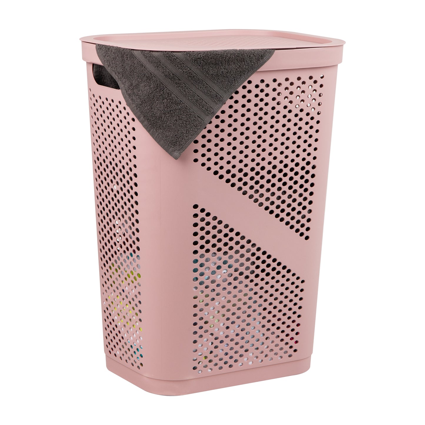 Mind Reader 60L Slim Laundry Hamper, Clothes Basket, Lid, Ventilated, Plastic, 17.25"L x 13.75"W x 23.5"H