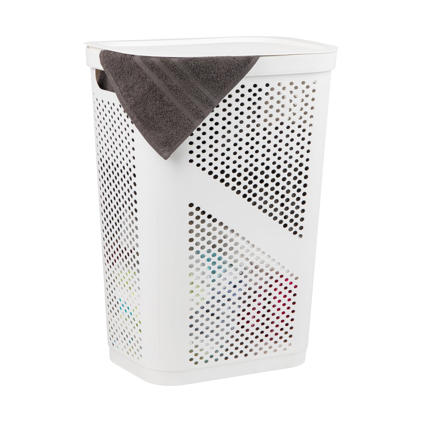Mind Reader 60L Slim Laundry Hamper, Clothes Basket, Lid, Ventilated, Plastic, 17.25"L x 13.75"W x 23.5"H