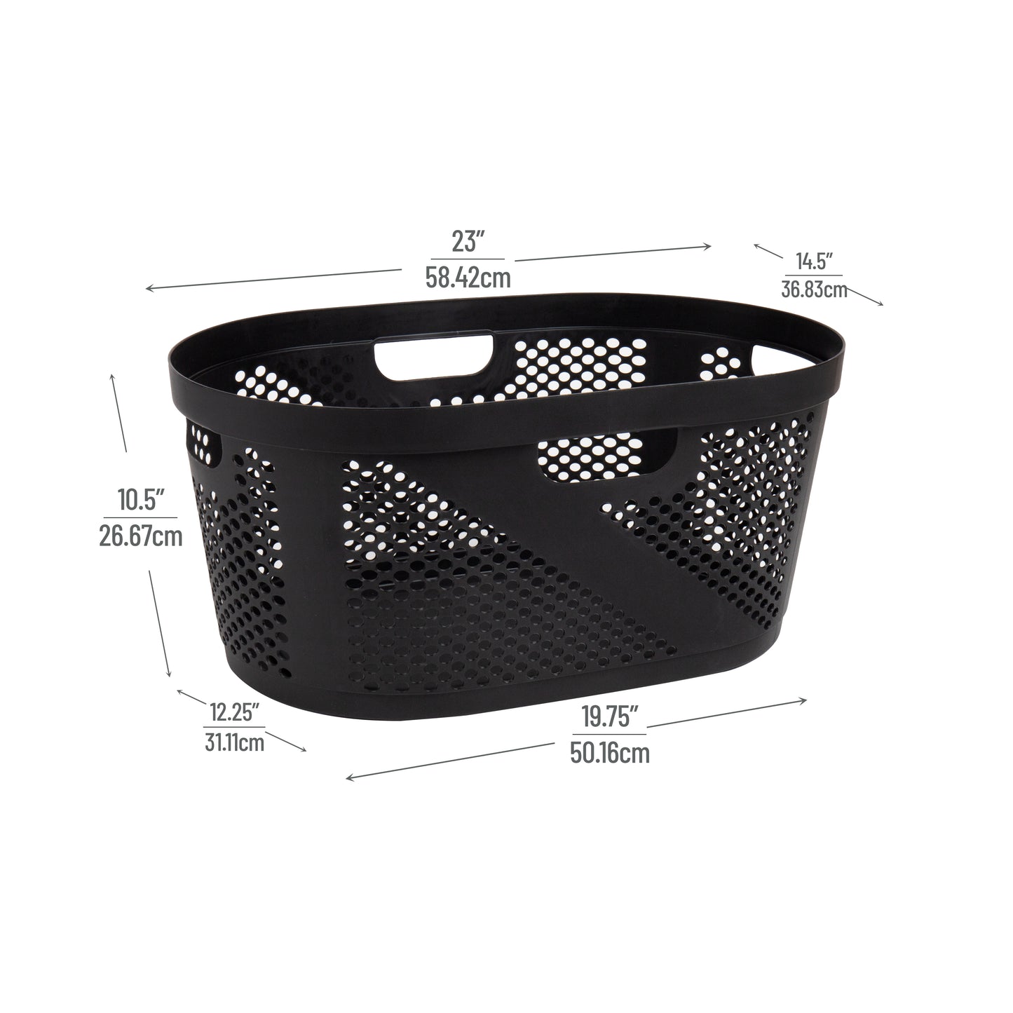 Mind Reader 40L Laundry Basket, Clothes Hamper, Ventilated, Plastic, 23"L x 14.5"W x 10.5"H