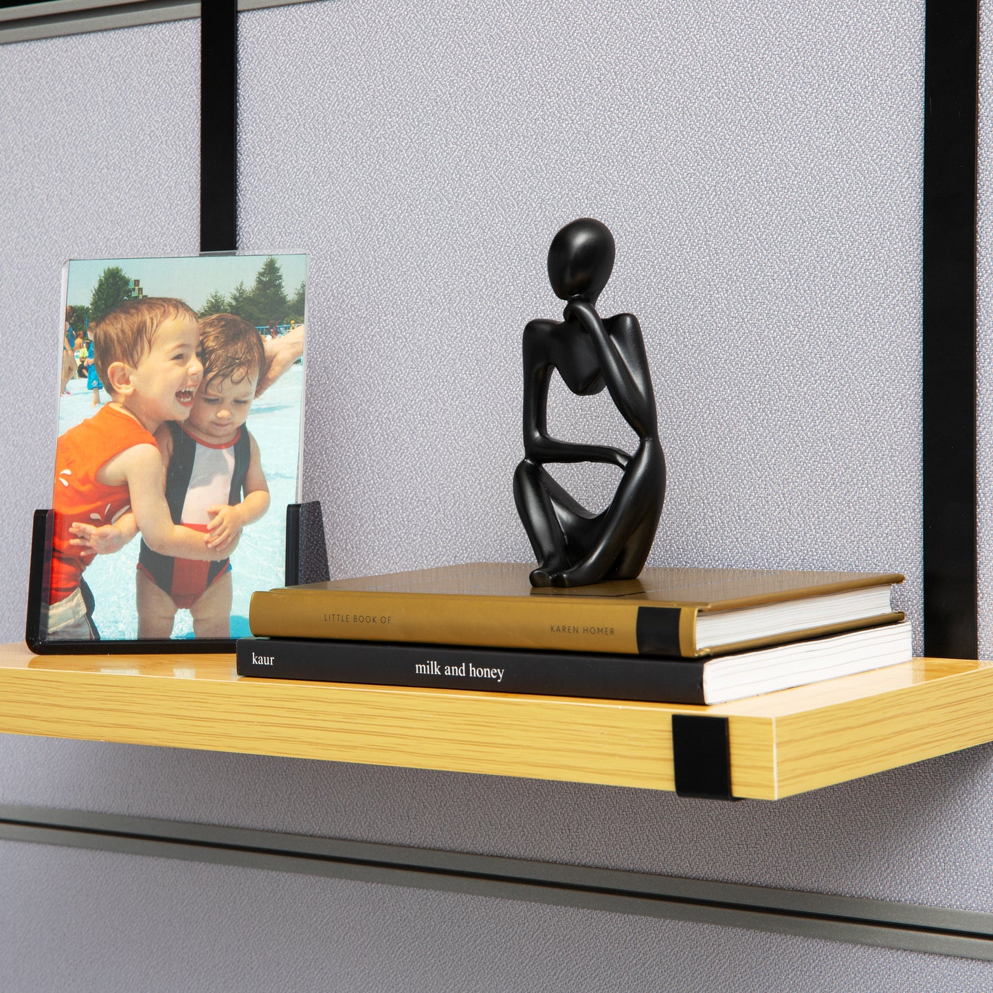 Mind Reader Hanging Cubicle Shelf Organizer, Cubicle Shelf for Office Supplies, Plants, and Decor, Easy to Install, MDF and Metal, 15.75"L x 5.75"W x 11.75"H, Brown