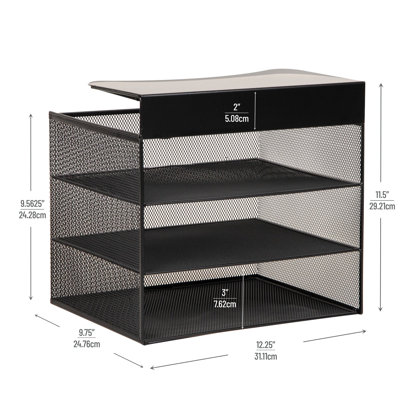 Mind Reader Slide-On Under Desk File Organizer, No Tools Required, Hanging Storage for Laptops, Folders, and Notebooks, Metal, Black