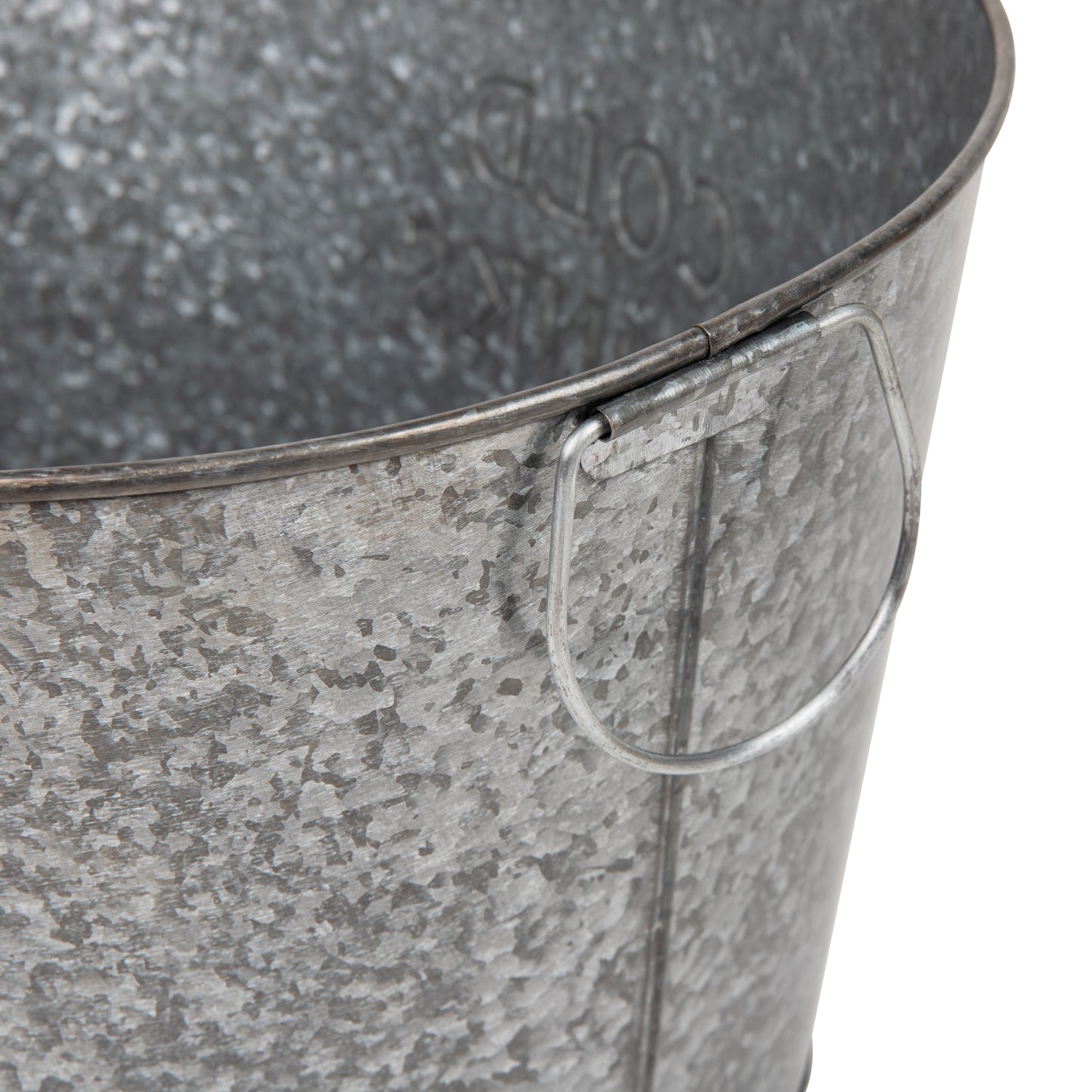 Mind Reader Cold Beverage Bucket with Handles, Party Basket, Entertaining, Portable, Large, Galvanized Metal, 18"L x 24"W x 12"H, Silver