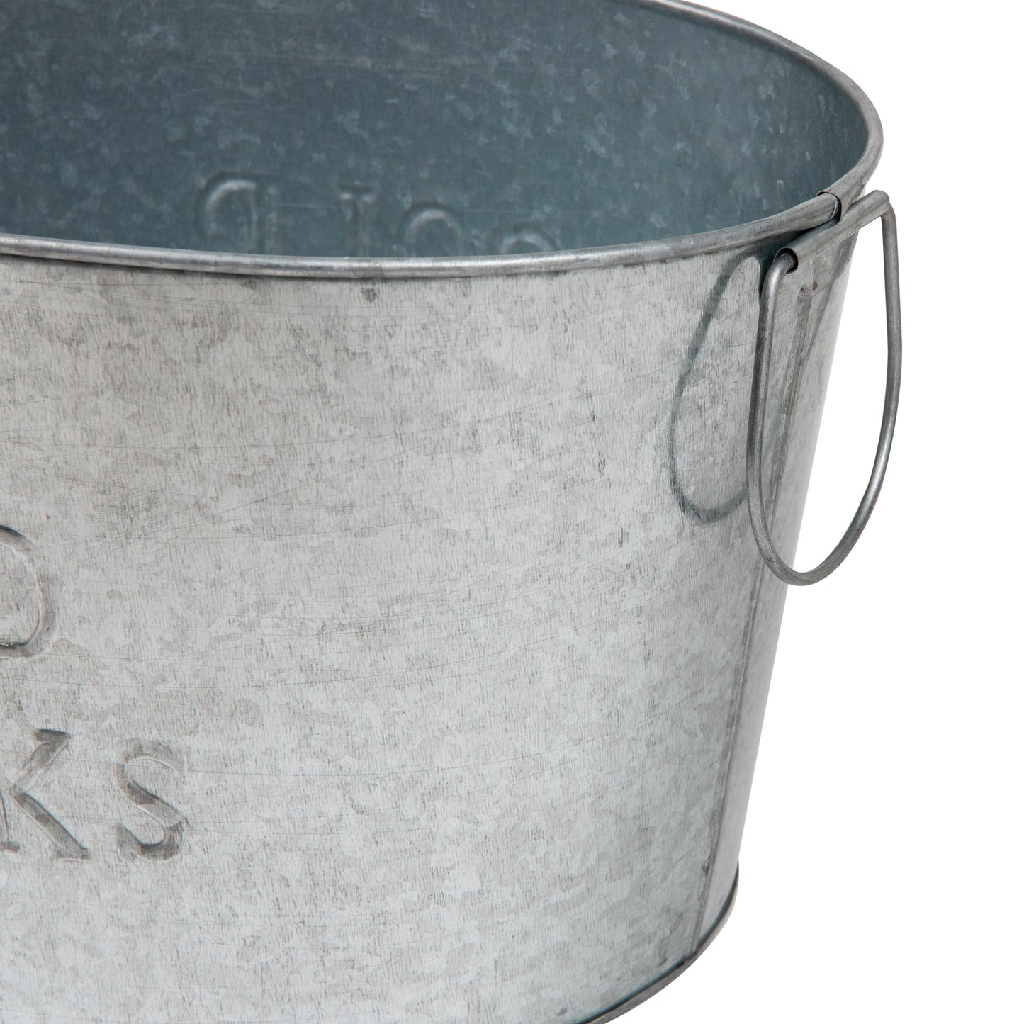 Mind Reader Cold Beverage Bucket with Handles, Party Basket, Entertaining, Portable, Small, Galvanized Metal, 17.25"L x 11"W x 9.5"H, Silver