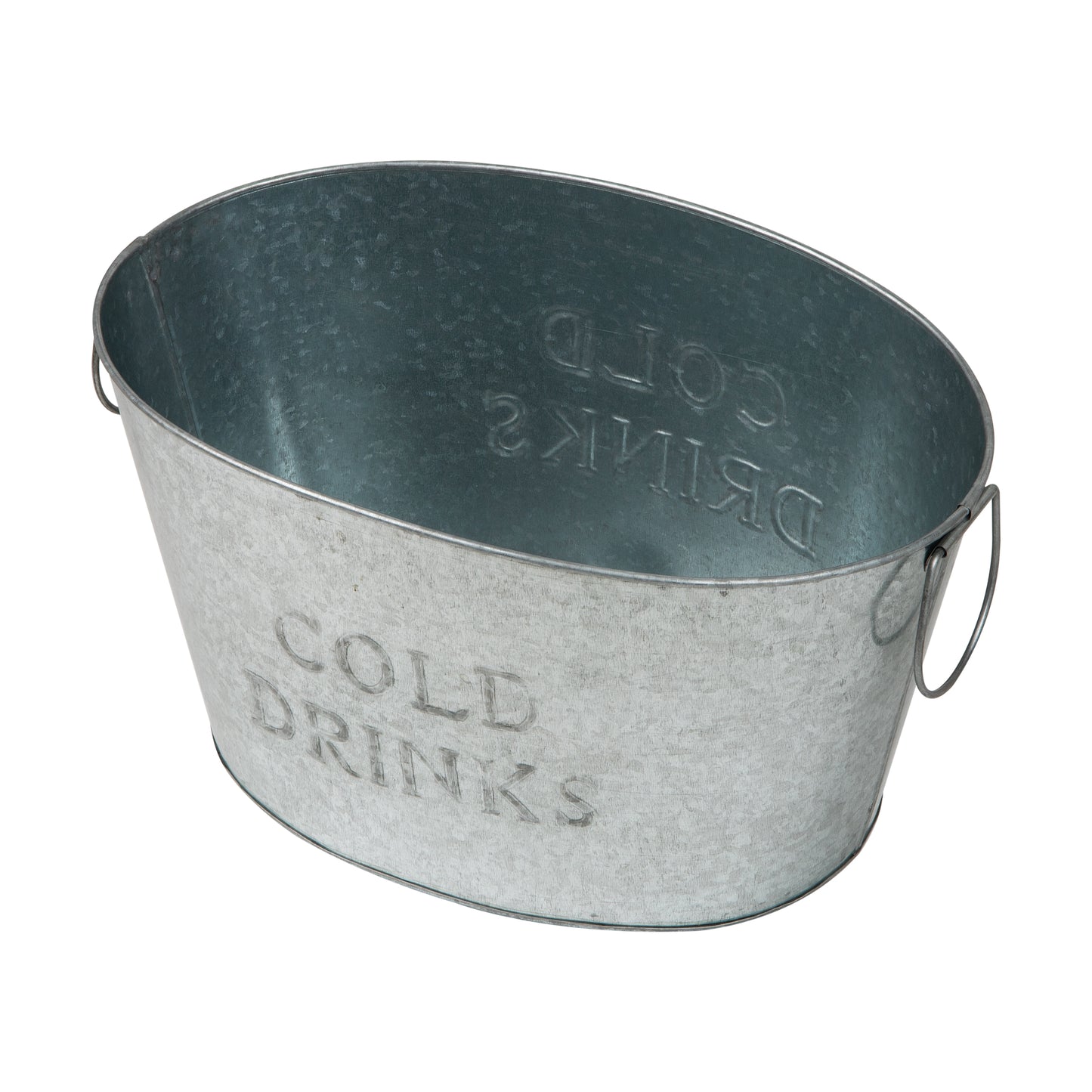 Mind Reader Cold Beverage Bucket with Handles, Party Basket, Entertaining, Portable, Small, Galvanized Metal, 17.25"L x 11"W x 9.5"H, Silver