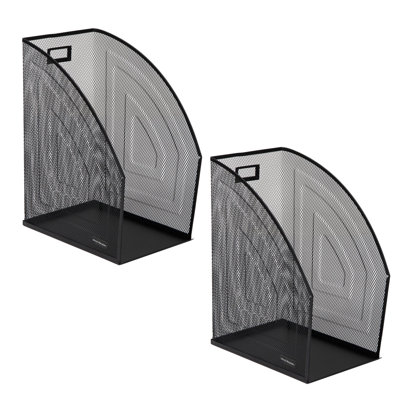 Mind Reader Vertical File Storage, Desktop Organizer, Workspace, Office, Metal Mesh, 6.25"L x 10"W x 12.5"H, Set of 2, Black