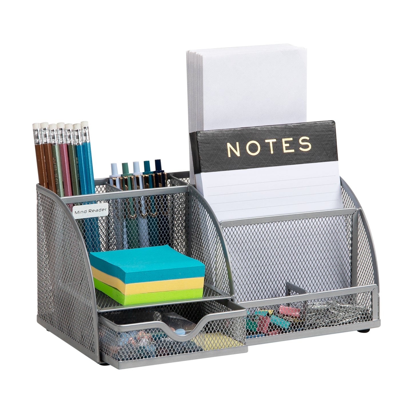 Mind Reader 7-Compartment Desktop Organizer, File & Accessory Storage, Metal Mesh Office Organizer for Desk, Workspace, Mail