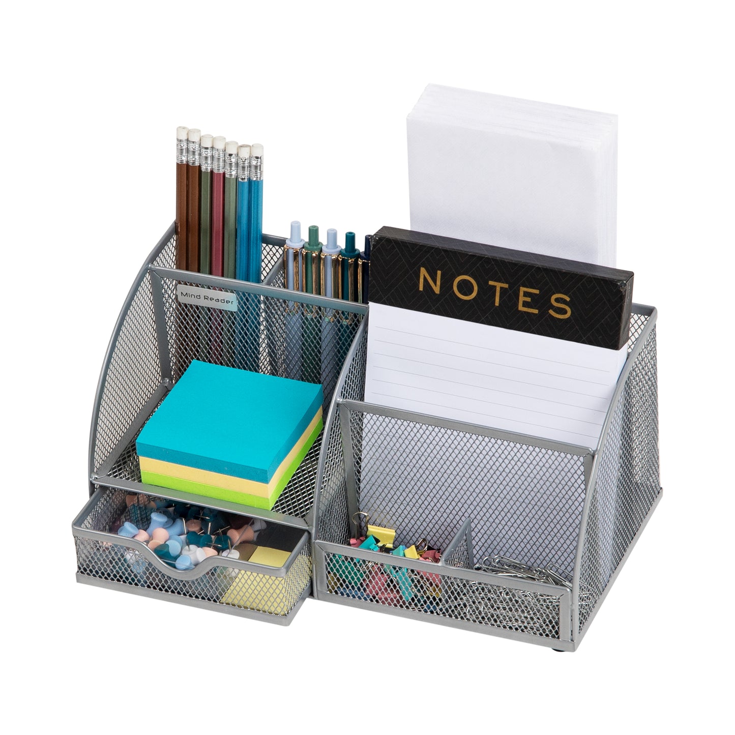Mind Reader 7-Compartment Desktop Organizer, File & Accessory Storage, Metal Mesh Office Organizer for Desk, Workspace, Mail