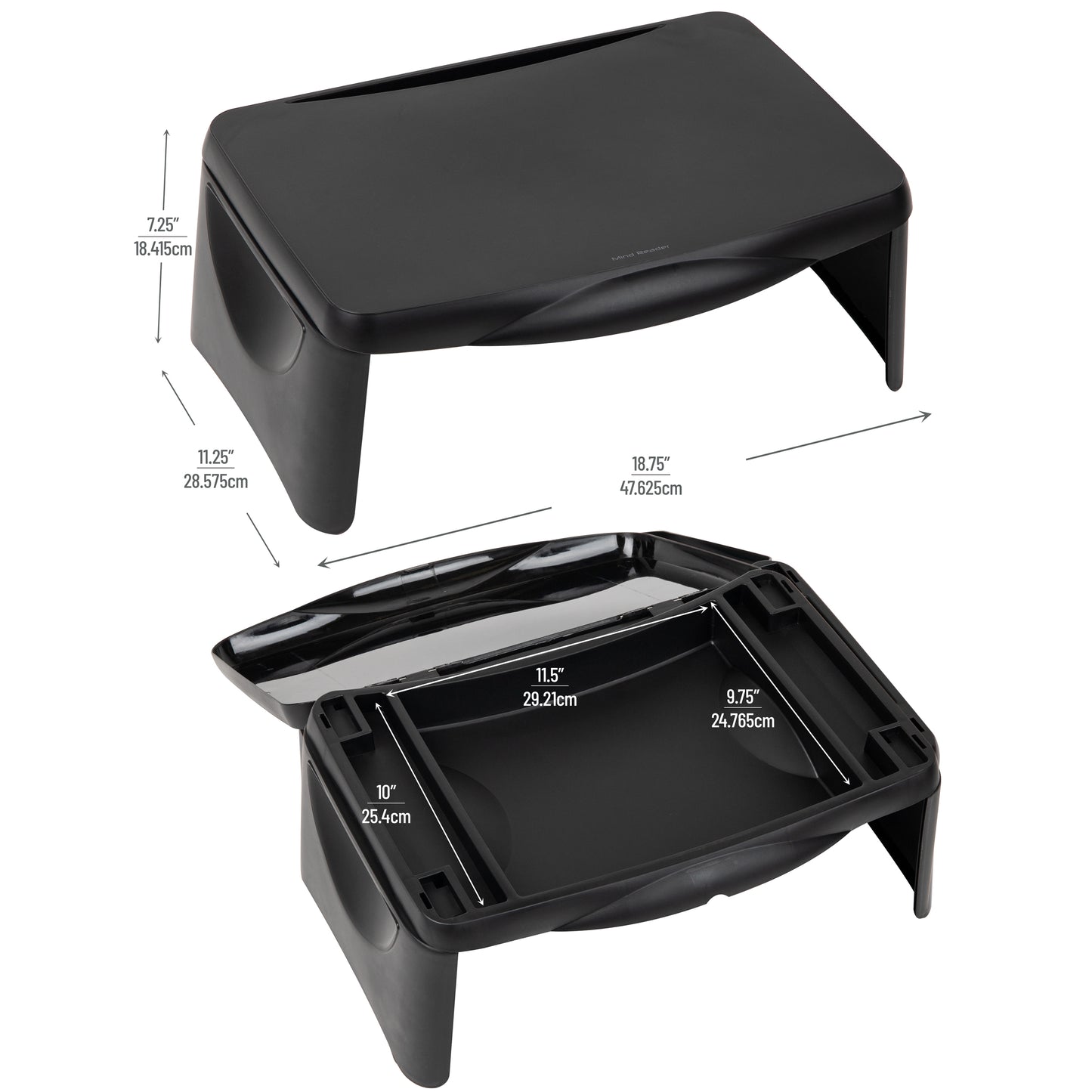 Mind Reader Anchor Collection, Portable Laptop Desk/Breakfast Table with Hinged Lid and Storage, Black