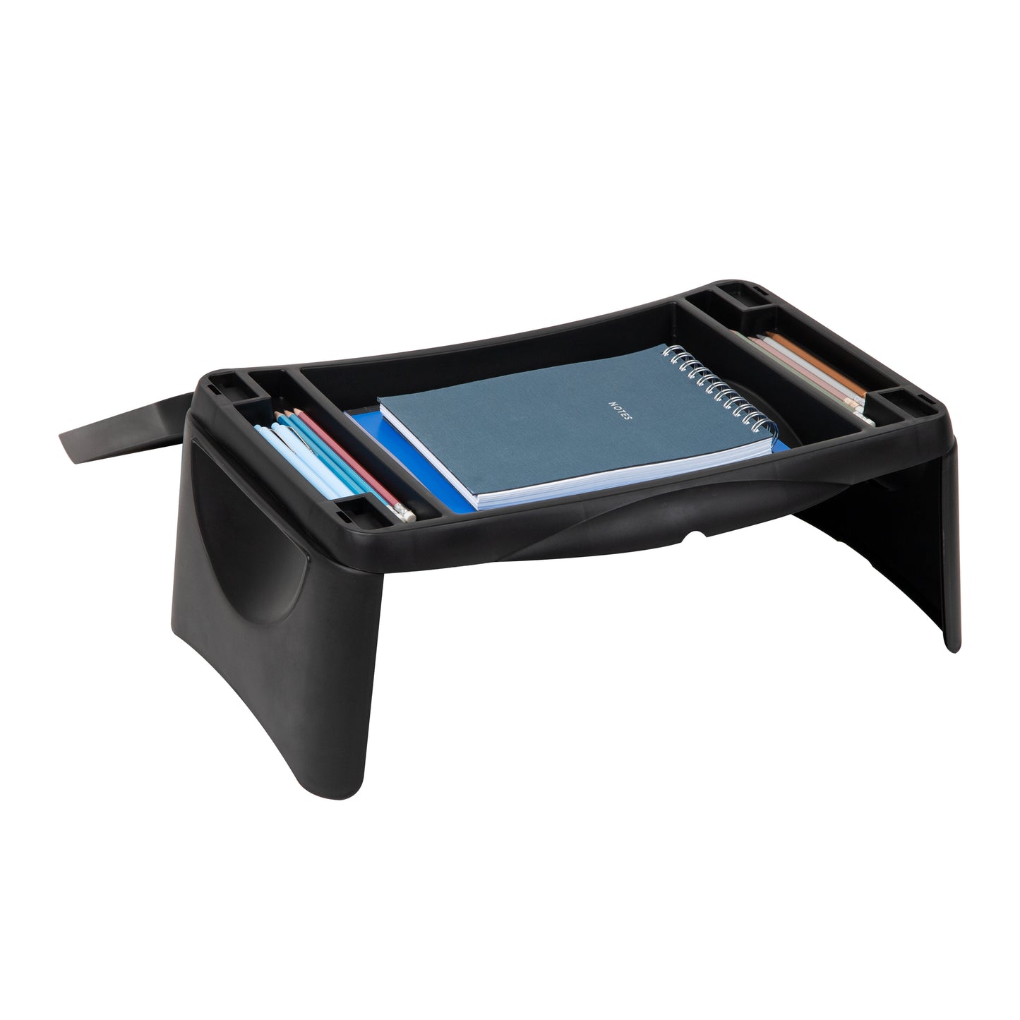 Mind Reader Anchor Collection, Portable Laptop Desk/Breakfast Table with Hinged Lid and Storage, Black