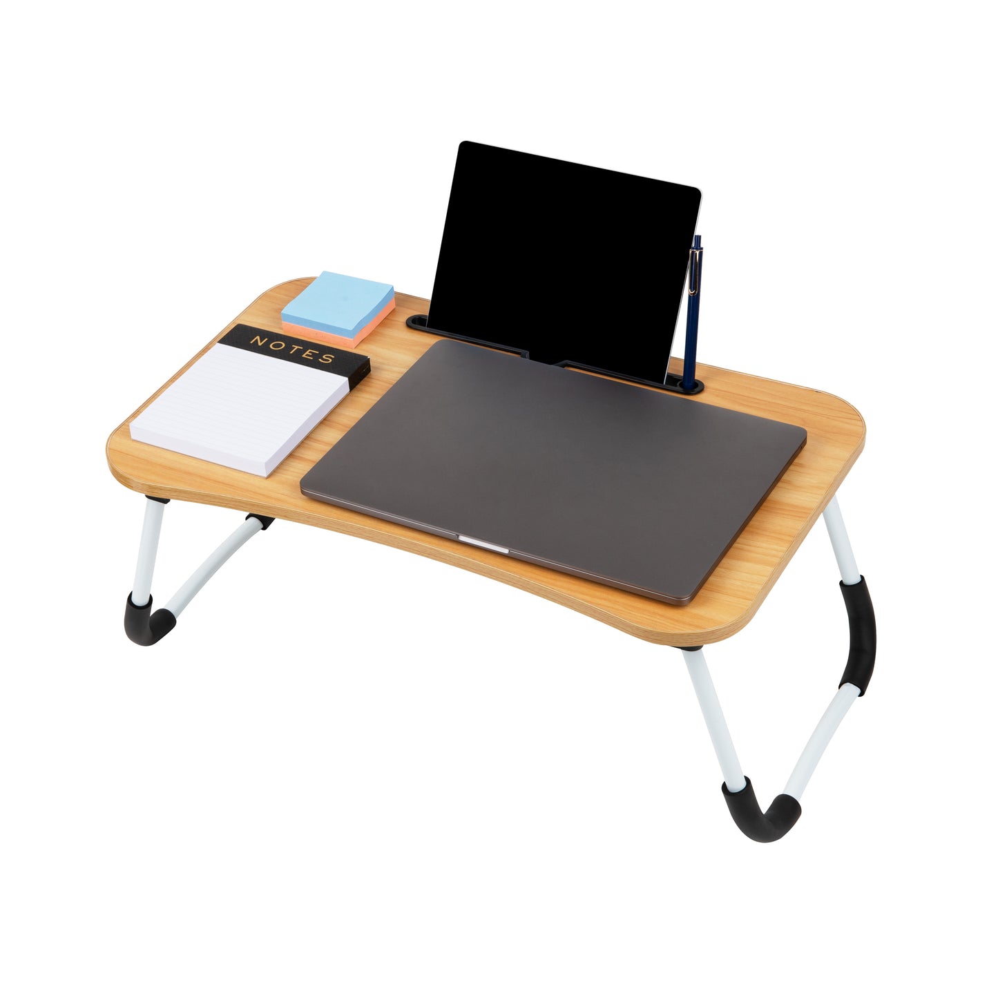 Mind Reader Lap Desk Laptop Stand, Bed Tray, Folding Legs, Couch Table, Portable, MDF, Metal, 23.25"L x 13.75"W x 10.5"H