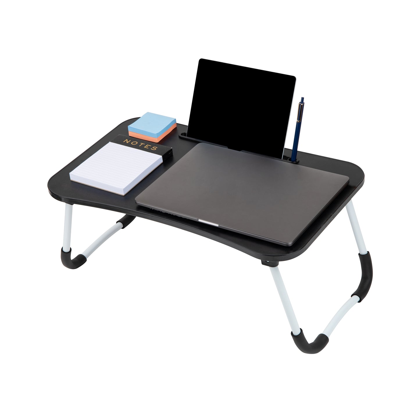 Mind Reader Lap Desk Laptop Stand, Bed Tray, Folding Legs, Couch Table, Portable, MDF, Metal, 23.25"L x 13.75"W x 10.5"H