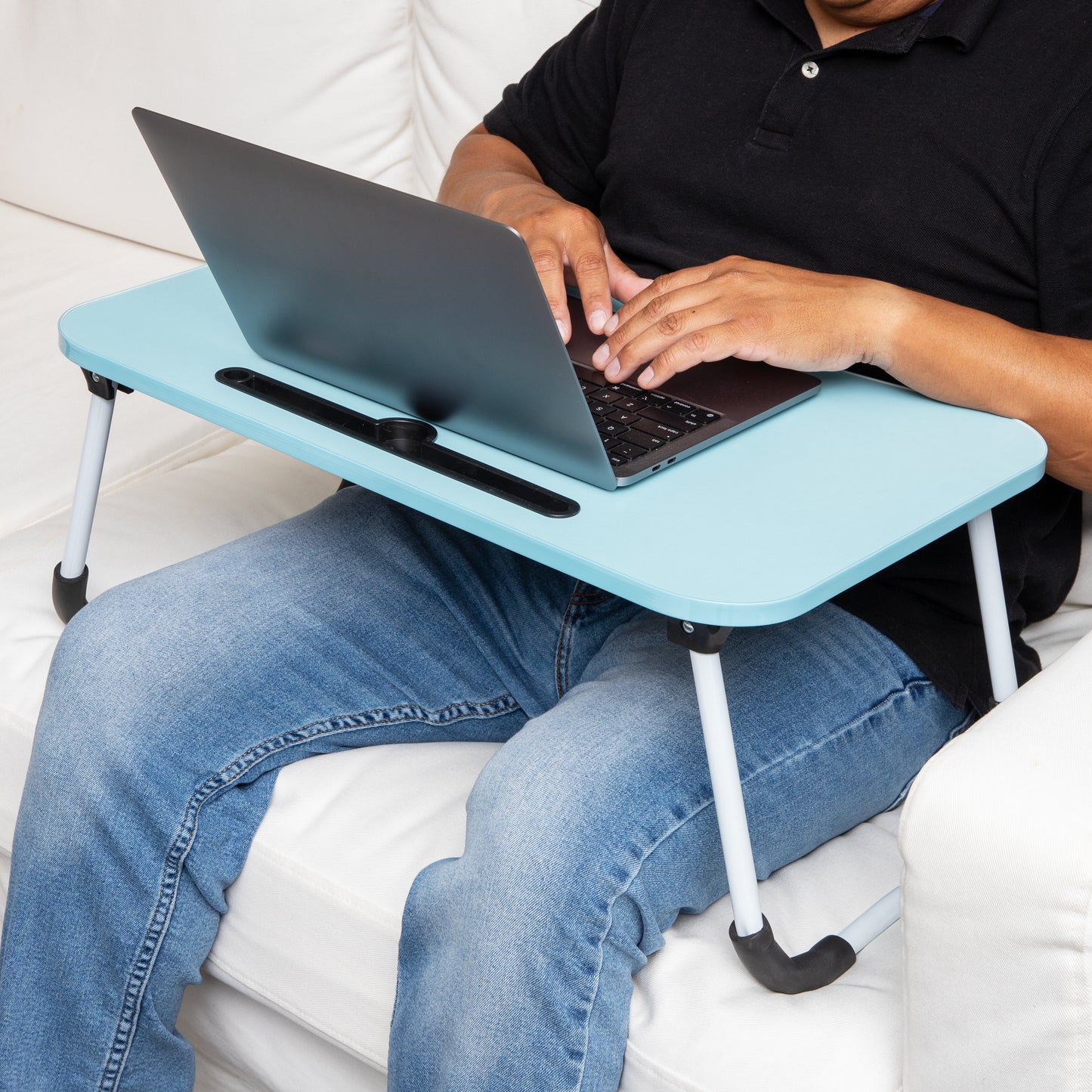 Mind Reader Lap Desk Laptop Stand, Bed Tray, Folding Legs, Couch Table, Portable, MDF, Metal, 23.25"L x 13.75"W x 10.5"H