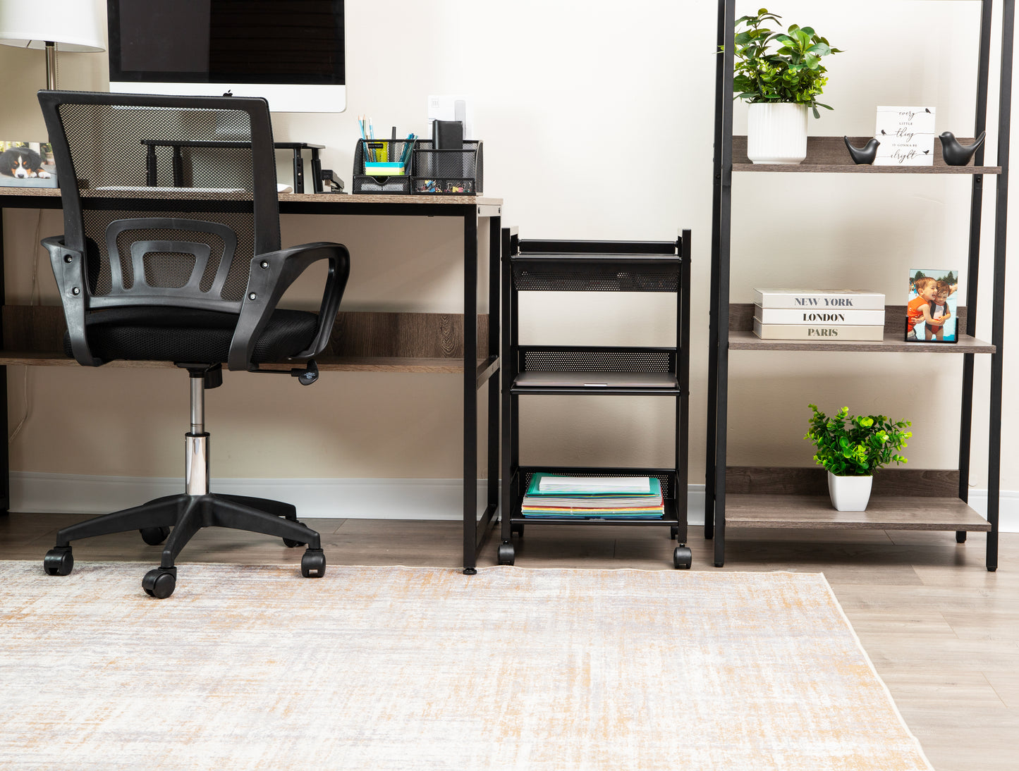 Mind Reader Cart with Covered Compartment, Office Organizer, Storage, 3-Tier, Office, Metal, 15.5"L x 11"W x 28.25"H, Black