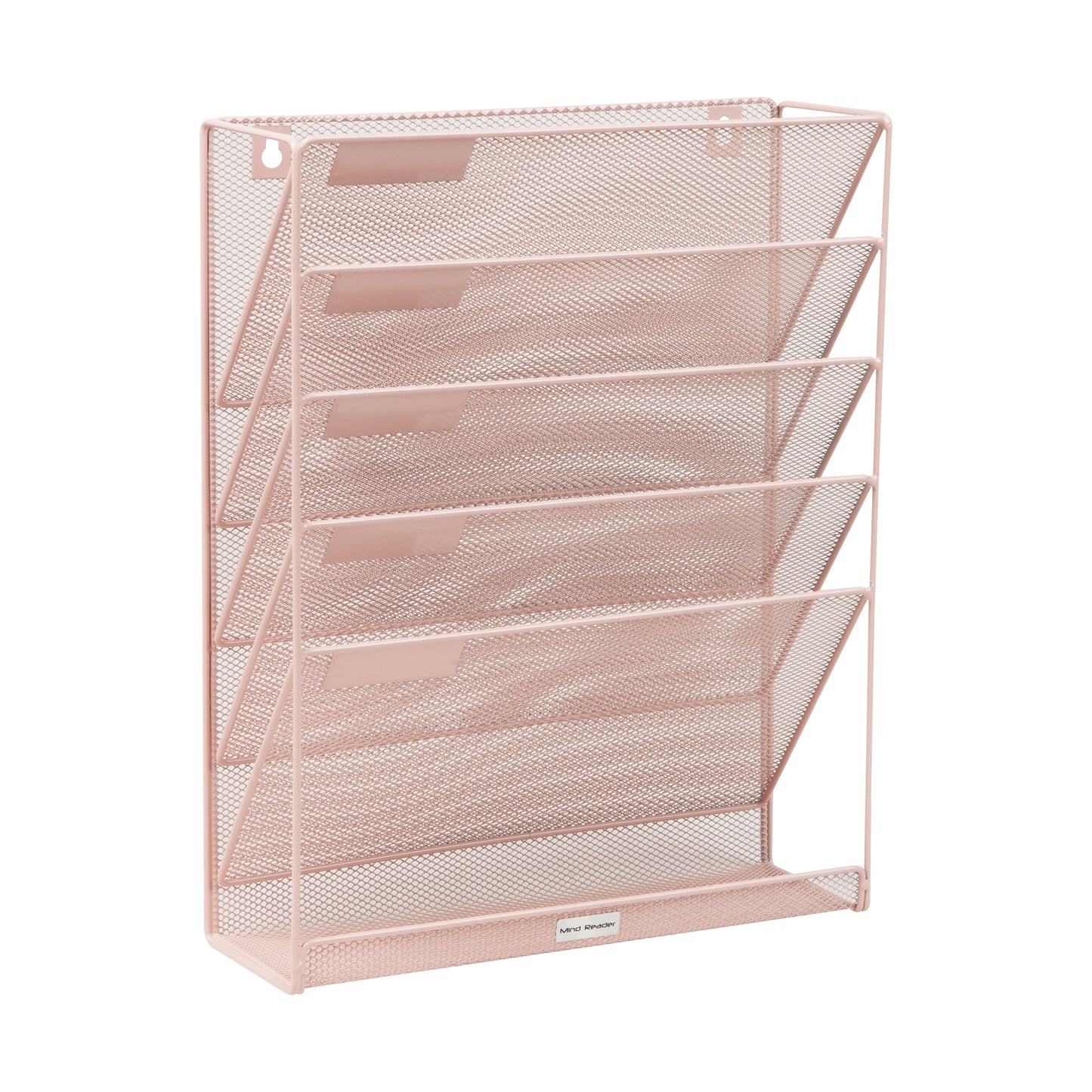 Mind Reader 5-Tier Vertical File Storage, Desktop Organizer, Wall Mount, Office, Metal Mesh, 12.75"L x 4"W x 16"H