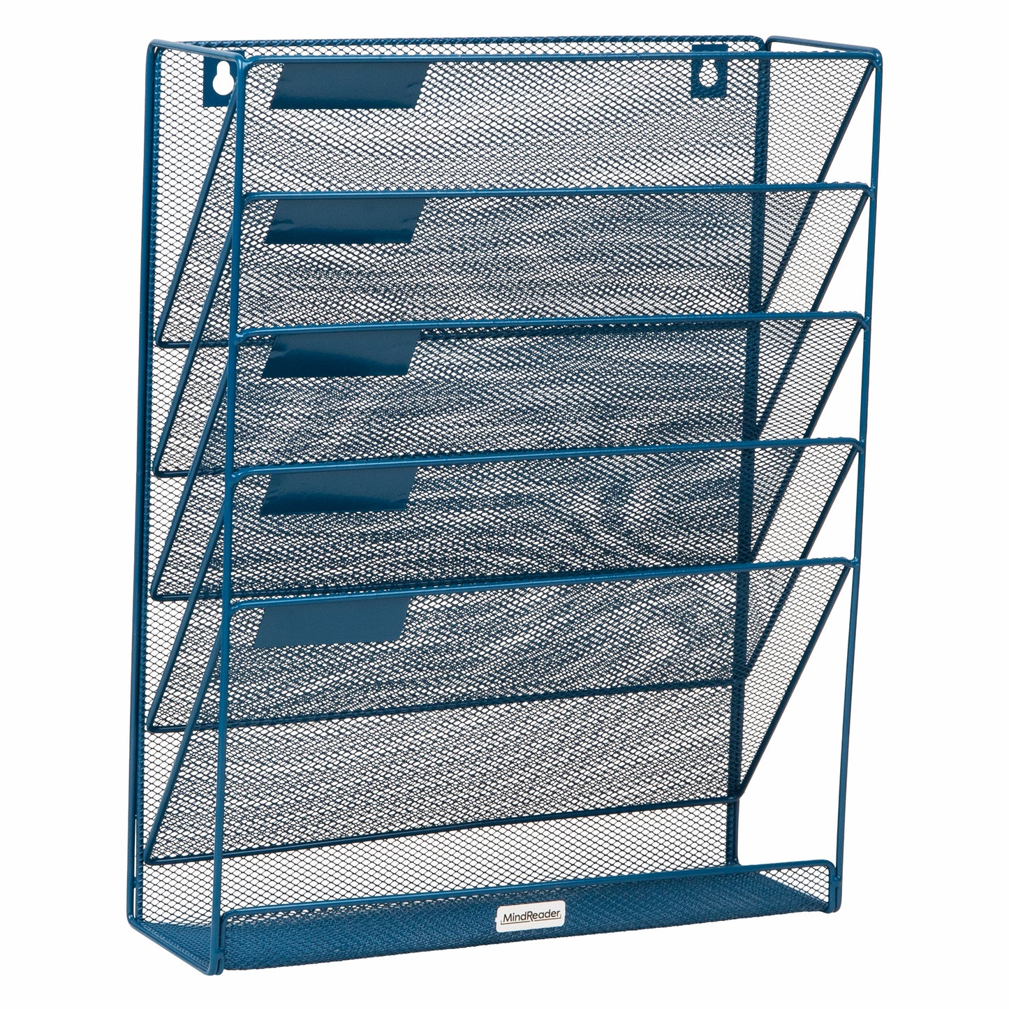Mind Reader 5-Tier Vertical File Storage, Desktop Organizer, Wall Mount, Office, Metal Mesh, 12.75"L x 4"W x 16"H