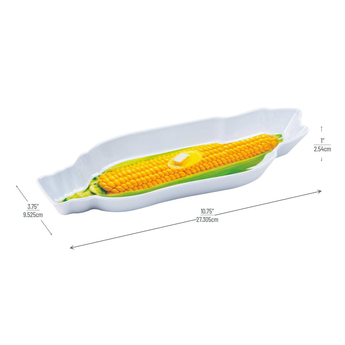Mind Reader Bon Appetit Collection, Corn on the Cob Serving Plates for Parties and BBQs, 4 Piece Set, Melamine, 10.75"L x 3.75"W x 1"H, White