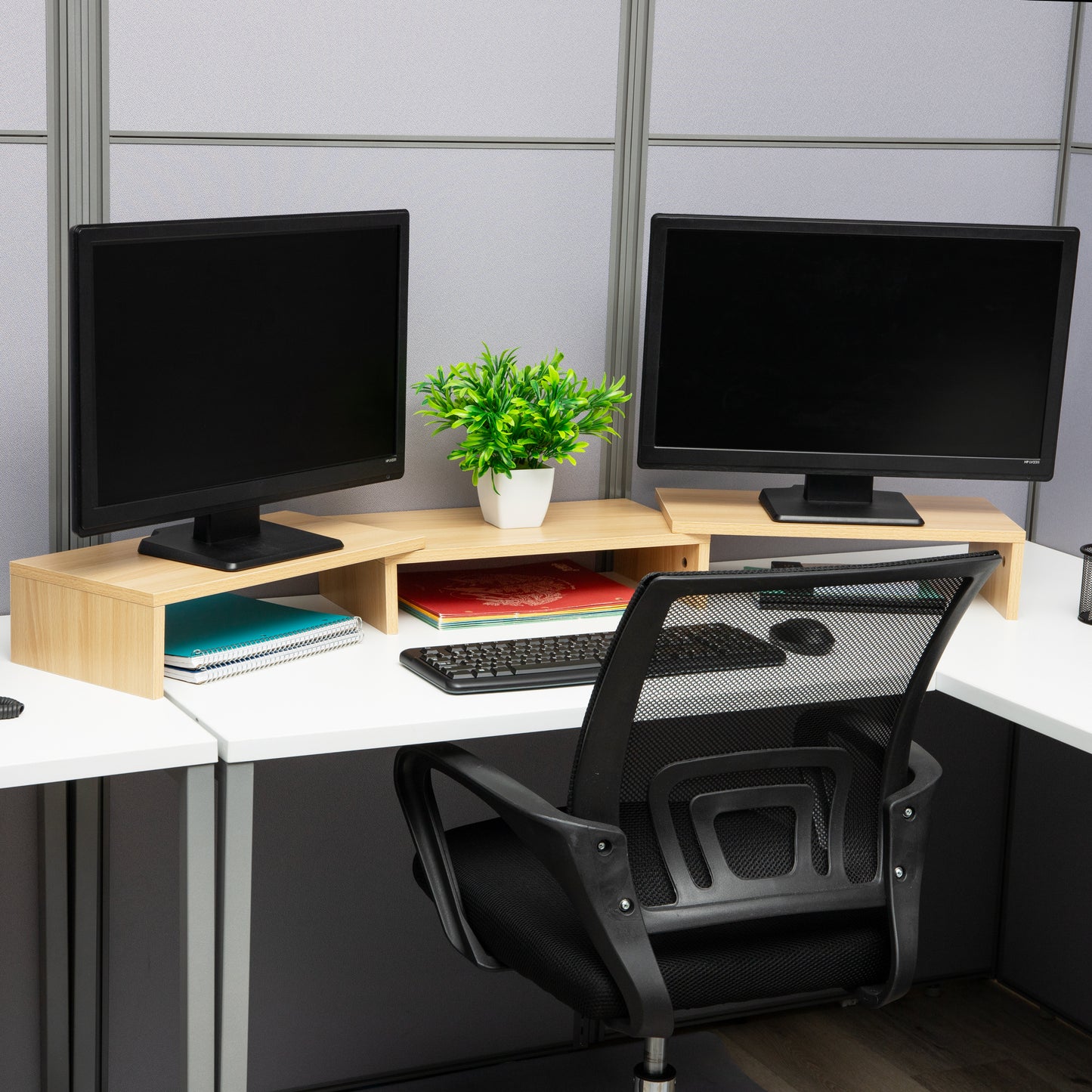 Mind Reader Dual Monitor Stand, Height Adjustable, Desktop Organizer, Laptop Riser, Office, 51.25"L x 9.25"W x 4.75"H