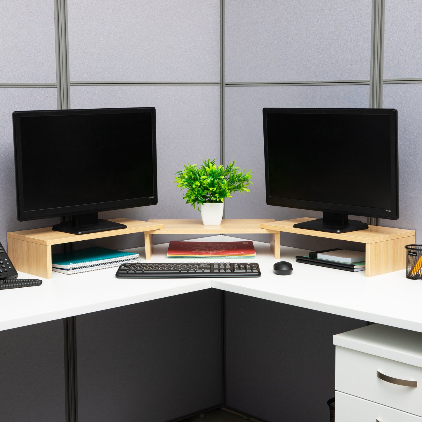Mind Reader Dual Monitor Stand, Height Adjustable, Desktop Organizer, Laptop Riser, Office, 51.25"L x 9.25"W x 4.75"H