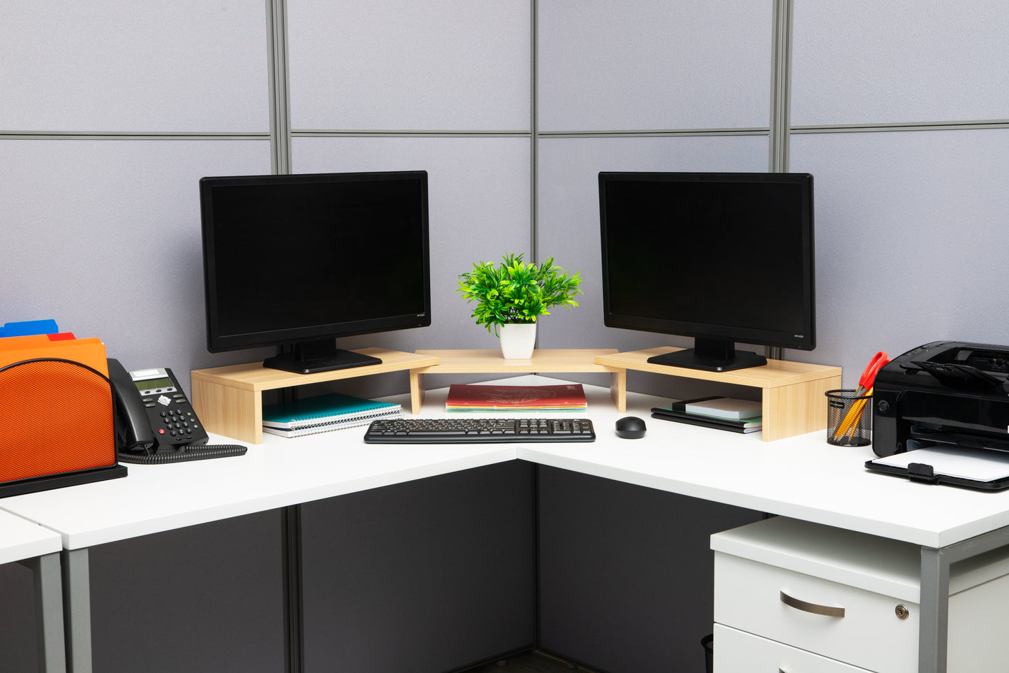 Mind Reader Dual Monitor Stand, Height Adjustable, Desktop Organizer, Laptop Riser, Office, 51.25"L x 9.25"W x 4.75"H