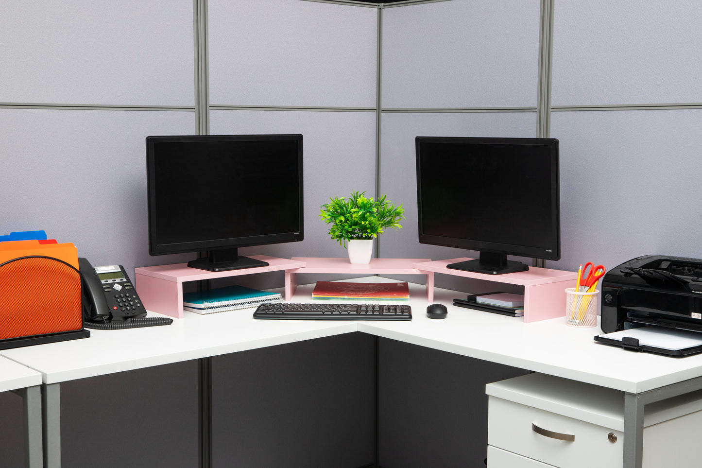 Mind Reader Dual Monitor Stand, Height Adjustable, Desktop Organizer, Laptop Riser, Office, 51.25"L x 9.25"W x 4.75"H