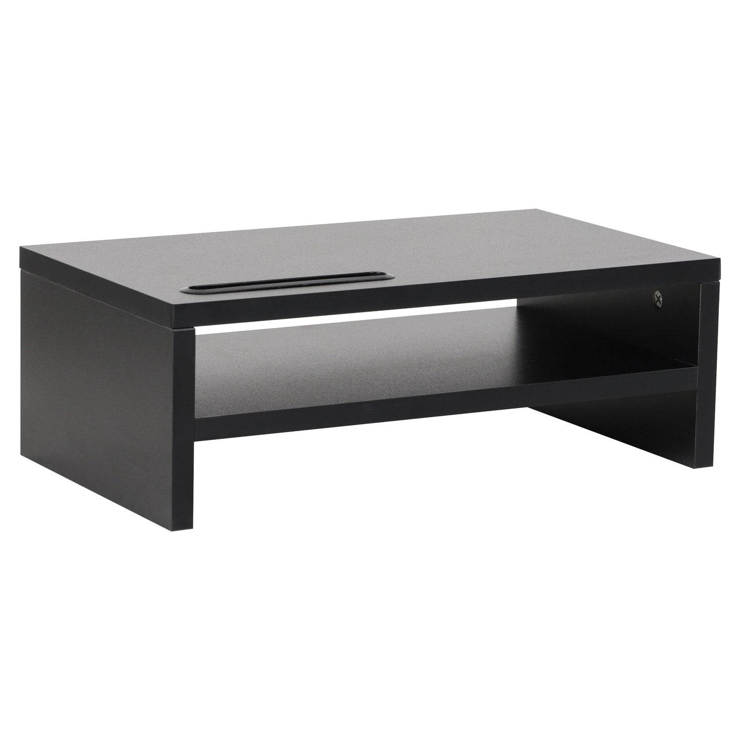 Mind Reader Monitor Stand with Phone Slot and Storage Shelf, Desktop Riser, 88 lb Capacity, MDF Wood, Black