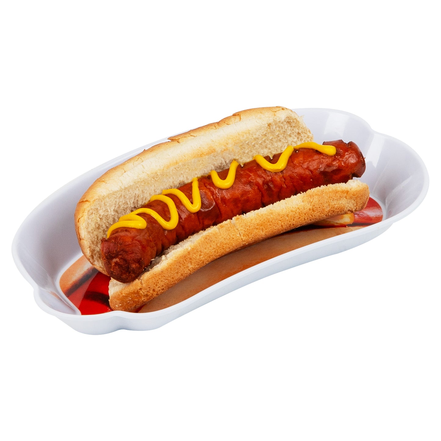 Mind Reader Hot Dog Serving Plate Set, Hosting Essentials, Outdoor Kitchen, Melamine, 8.5"L x 4.5"W x 1"H, 4 pcs, White