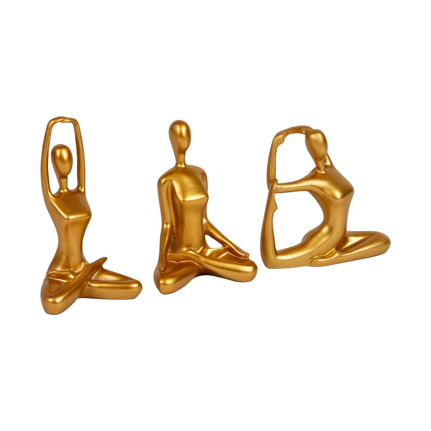 Mind Reader Yoga Figurine Set, Meditation Statues for Home, Office, or Studio Decor, Elegant Mindful Gift, Resin, 2.75"L x 2.25"W x 4.75"H, Set of 3, Gold
