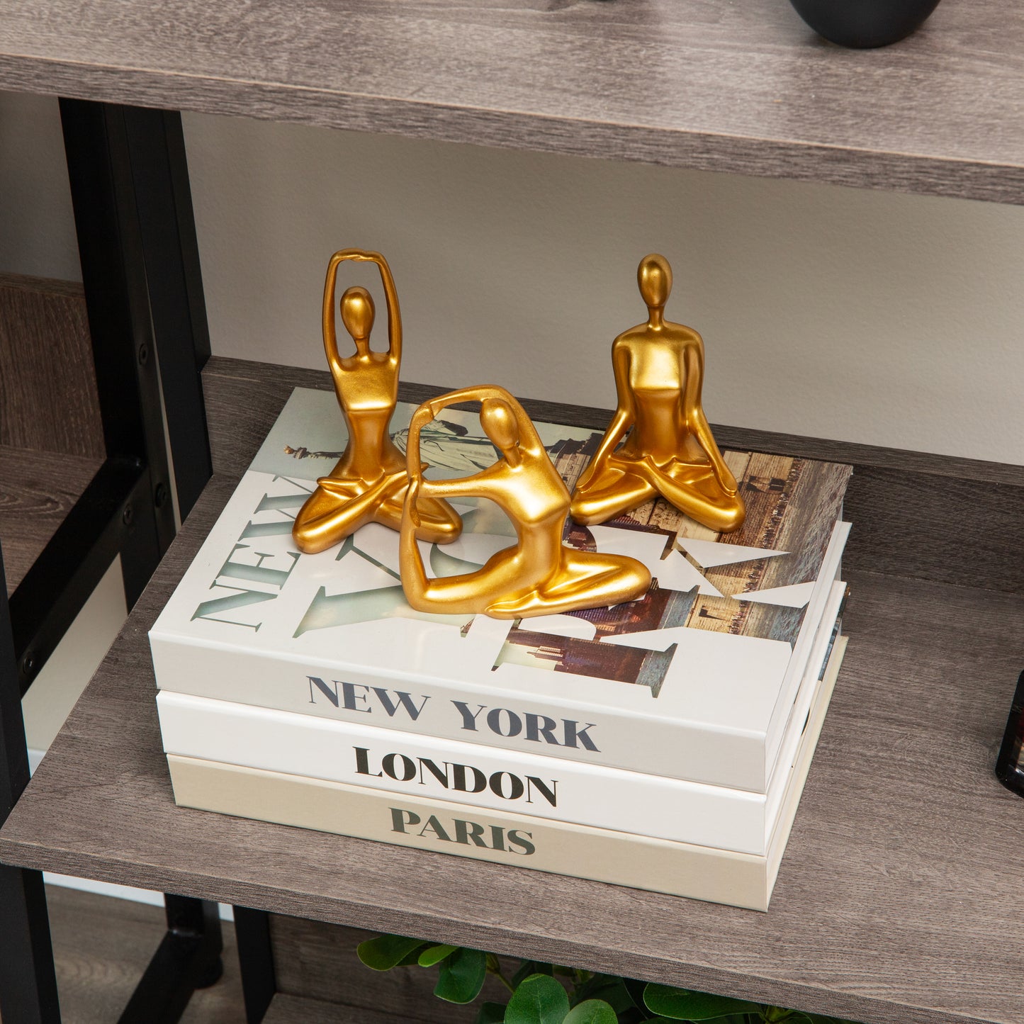 Mind Reader Yoga Figurine Set, Meditation Statues for Home, Office, or Studio Decor, Elegant Mindful Gift, Resin, 2.75"L x 2.25"W x 4.75"H, Set of 3, Gold