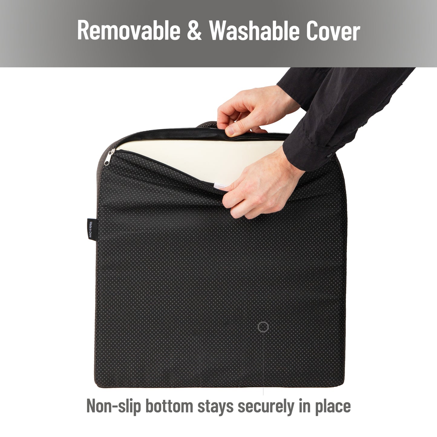 Mind Reader Memory Foam Seat Cushion, Ergonomic Pressure Relief for Office, Car, and More, Relieves Hip, Tailbone, Coccyx & Sciatica Pain, 18"L x 17.5"W x 3"H, Black