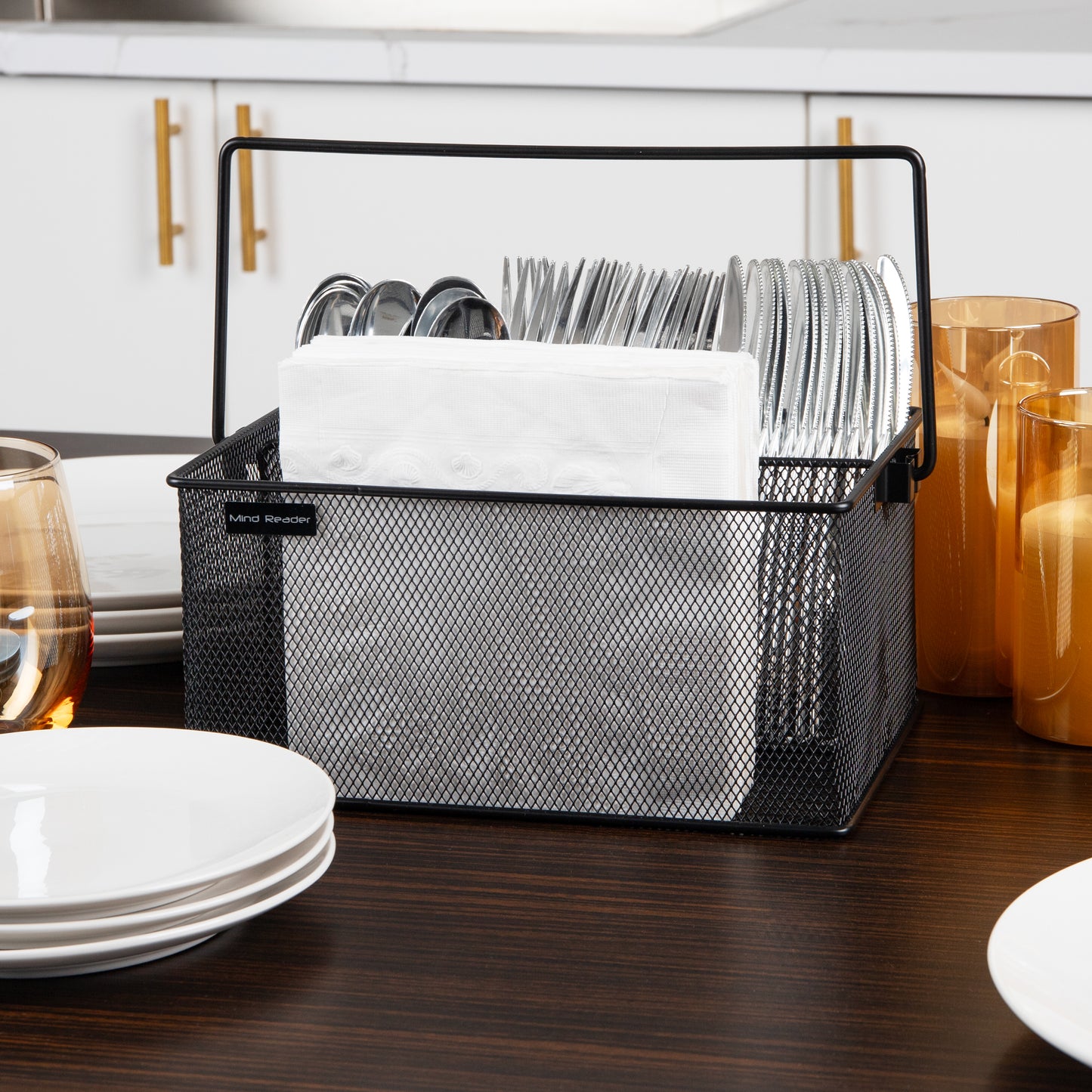 Mind Reader Multi-purpose Storage Caddy, Desktop Organizer, Cutlery Holder, Metal Mesh