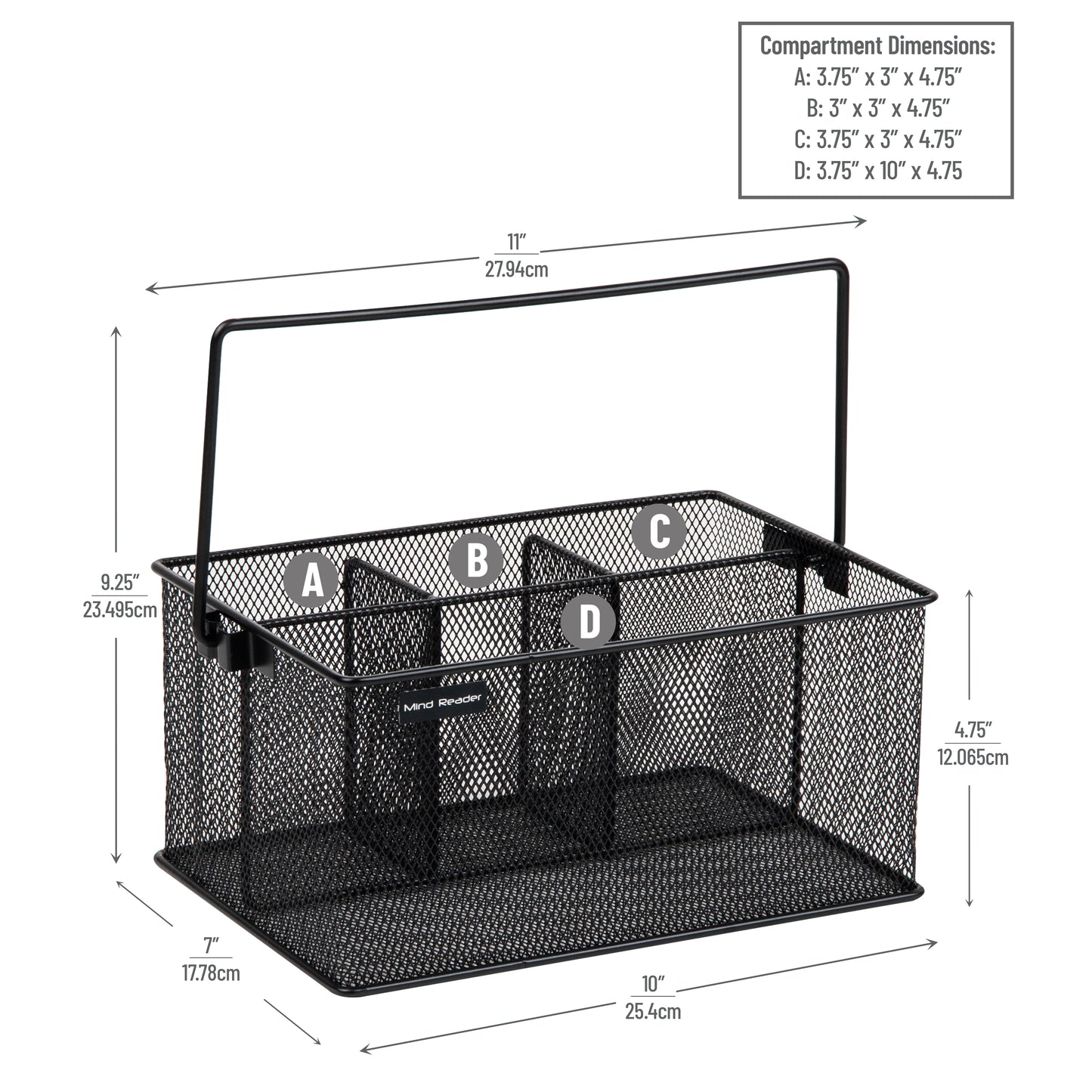 Mind Reader Multi-purpose Storage Caddy, Desktop Organizer, Cutlery Holder, Metal Mesh