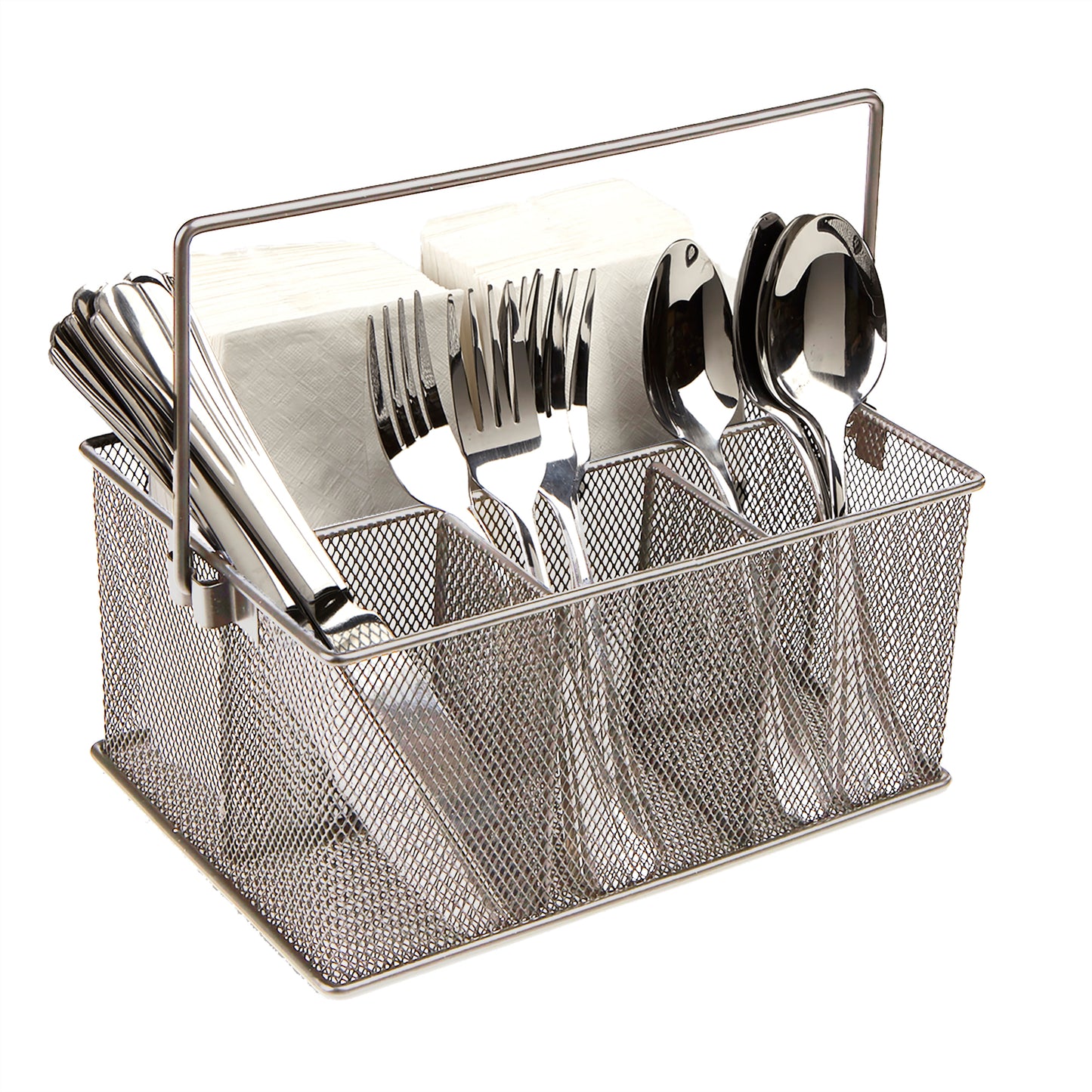 Mind Reader Utensil Holder, Silverware Organizer, Caddy, Cutlery Holder, Kitchen, Metal Mesh, 10"L x 7"W x 4.75"H, Black