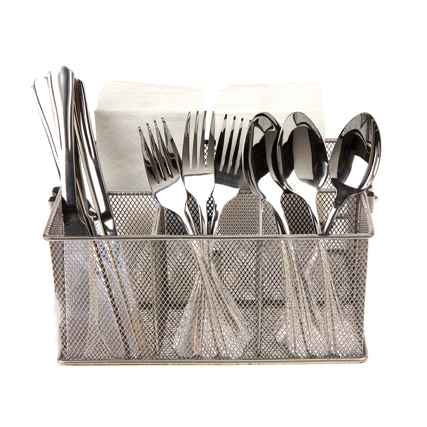 Mind Reader Utensil Holder, Silverware Organizer, Caddy, Cutlery Holder, Kitchen, Metal Mesh, 10"L x 7"W x 4.75"H, Black