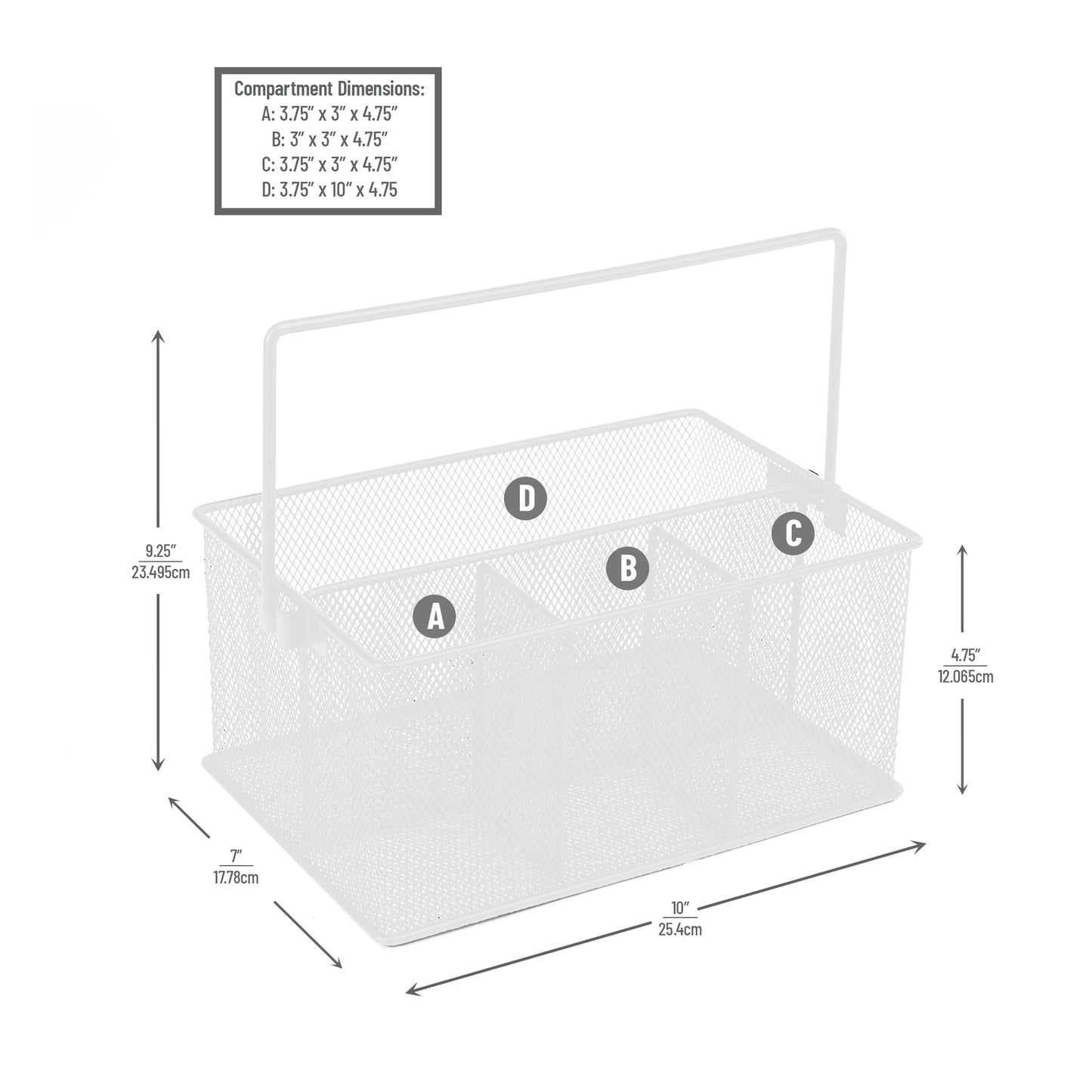 Mind Reader Multi-purpose Storage Caddy, Desktop Organizer, Cutlery Holder, Metal Mesh
