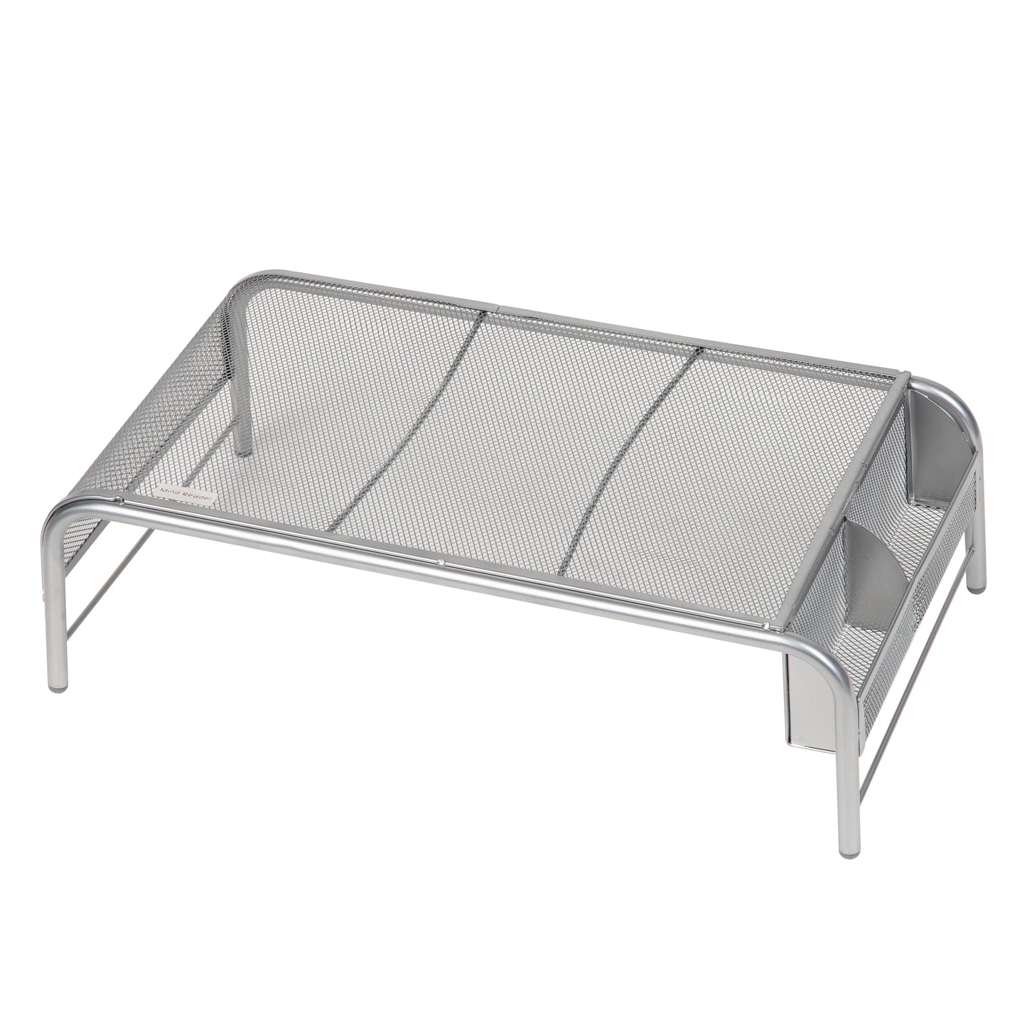 Mind Reader Monitor Stand, Ventilated Laptop Riser, Desktop Organizer, Side Storage, Metal Mesh, 20"L x 11.5"W x 5.5"H