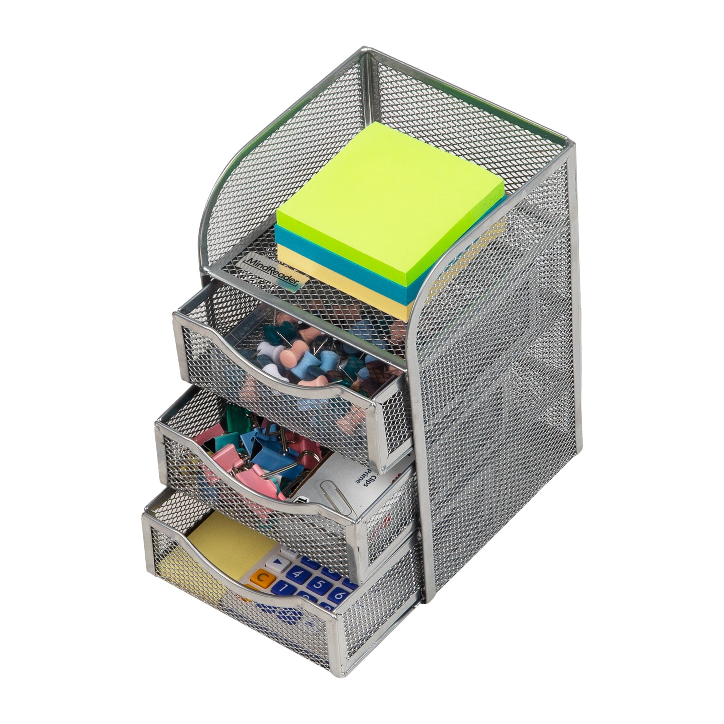 Mind Reader Desktop Accessory Storage, Paper Binder Clip Basket, Workspace, Office, Metal Mesh, 4.75"L x 5"W x 8"H